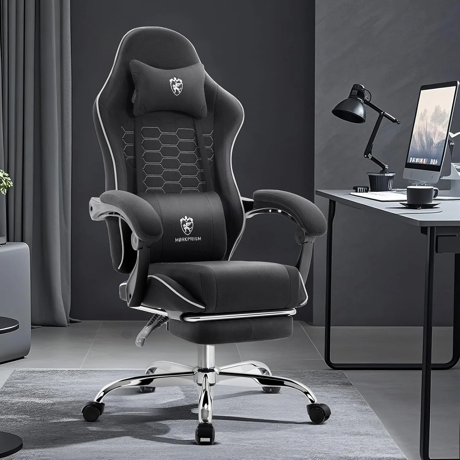 Gaming Chair,Computer Office Chair with Massage,Gel Pad,Black