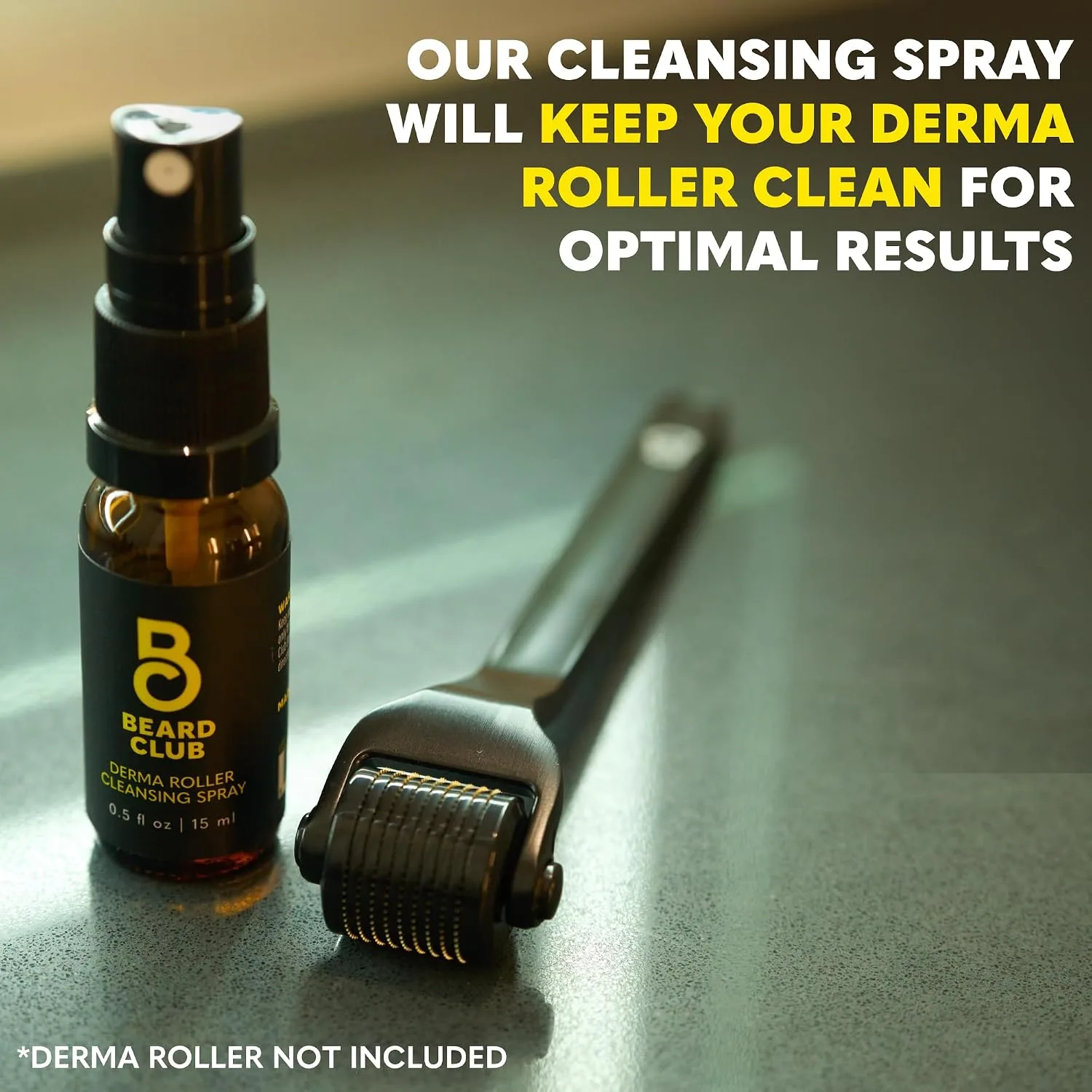The Beard Club Derma Roller Cleansing Spray – Dermaroller Cleaner for Roller Heads – Grooming Tool Cleaning Solution – 0.5 fl oz