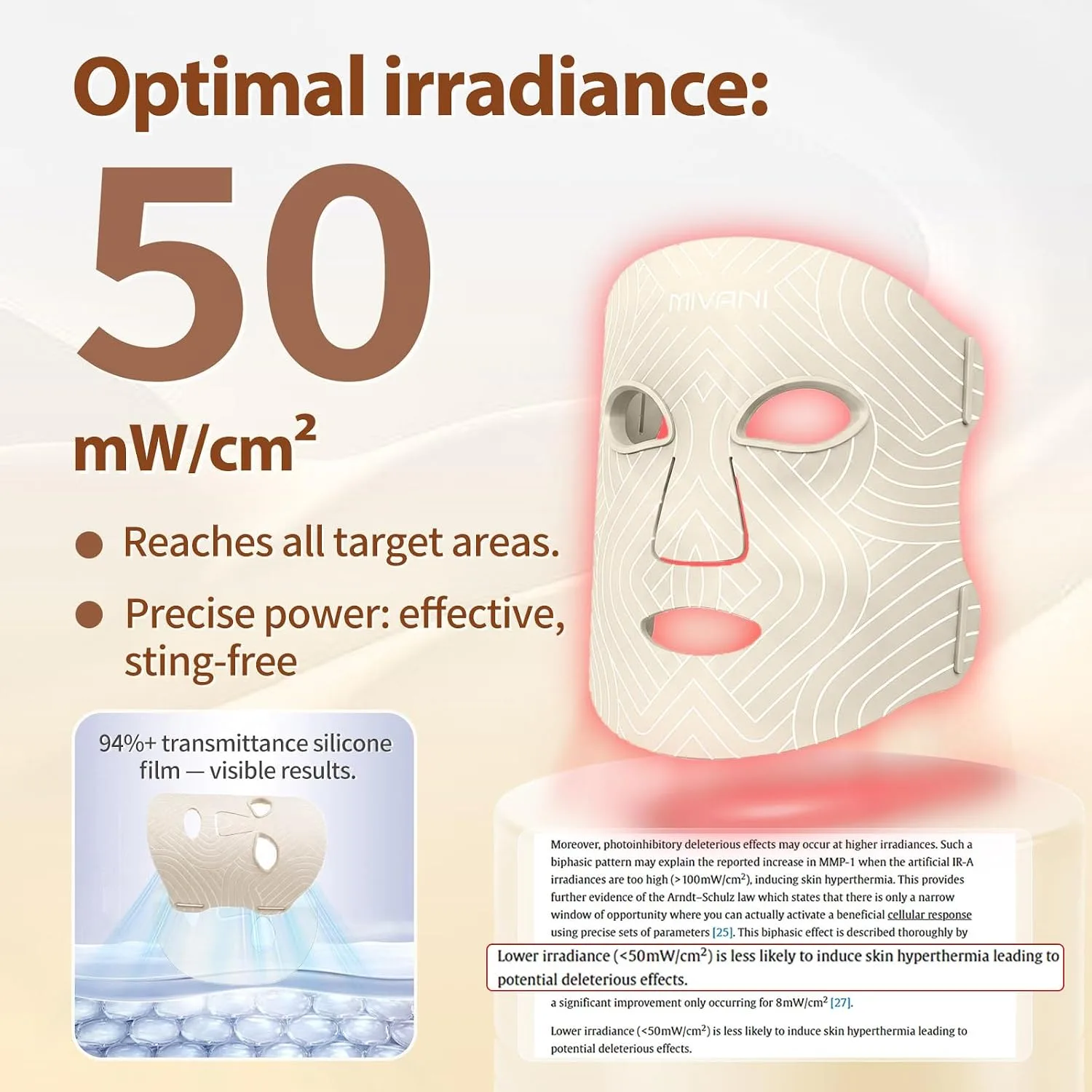 Red Light Therapy for Face, 8 Modes Red Light Mask with 850nm NIR