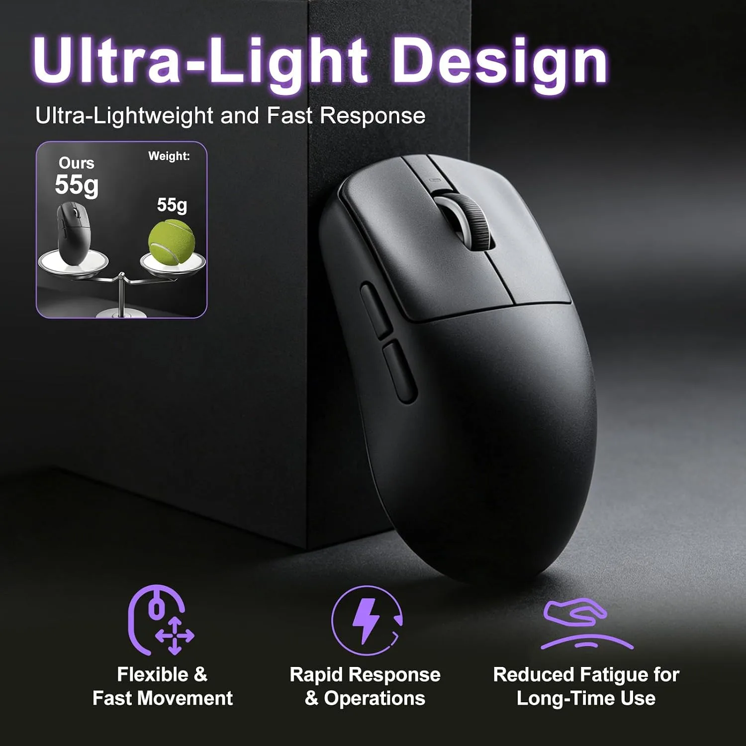 ATK R1 SE+ Wireless Gaming Mouse, 18000 DPI,Tri-Mode Mouse(Black)