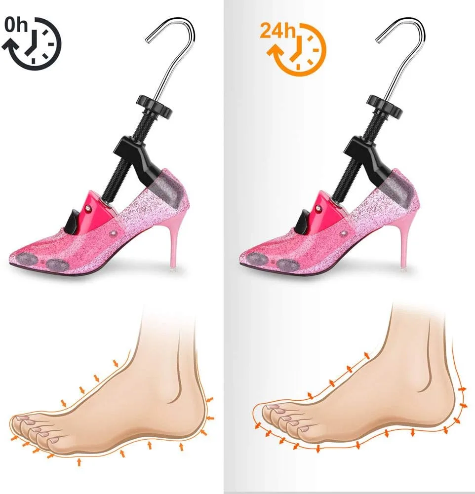 JJDPARTS Plastic & Wooden Shoe Stretcher, Pair 4-Way Shoe Expander Widener Shoe Tree Extender for Women Men