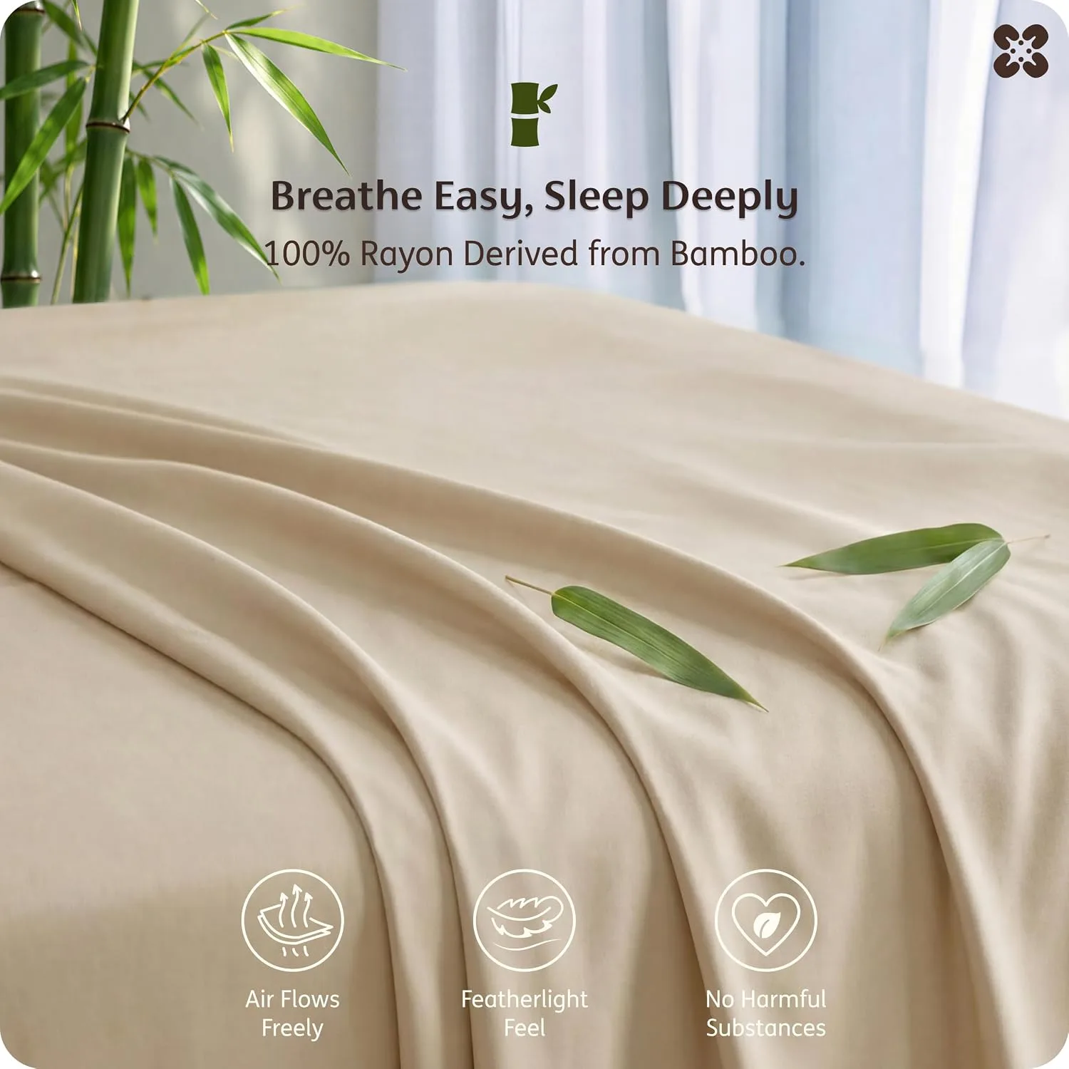 Bedsure PureWoven 100% Rayon Derived from Bamboo, Full Size Sheets, 4 PCS