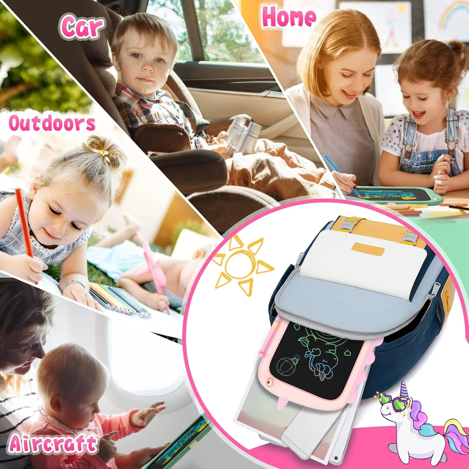 8.5 Inch LCD Doodle Board Tablet for Girls - Unicorn Drawing Pad for Kids 2-7 Years Old - Travel Toy Birthday Gift