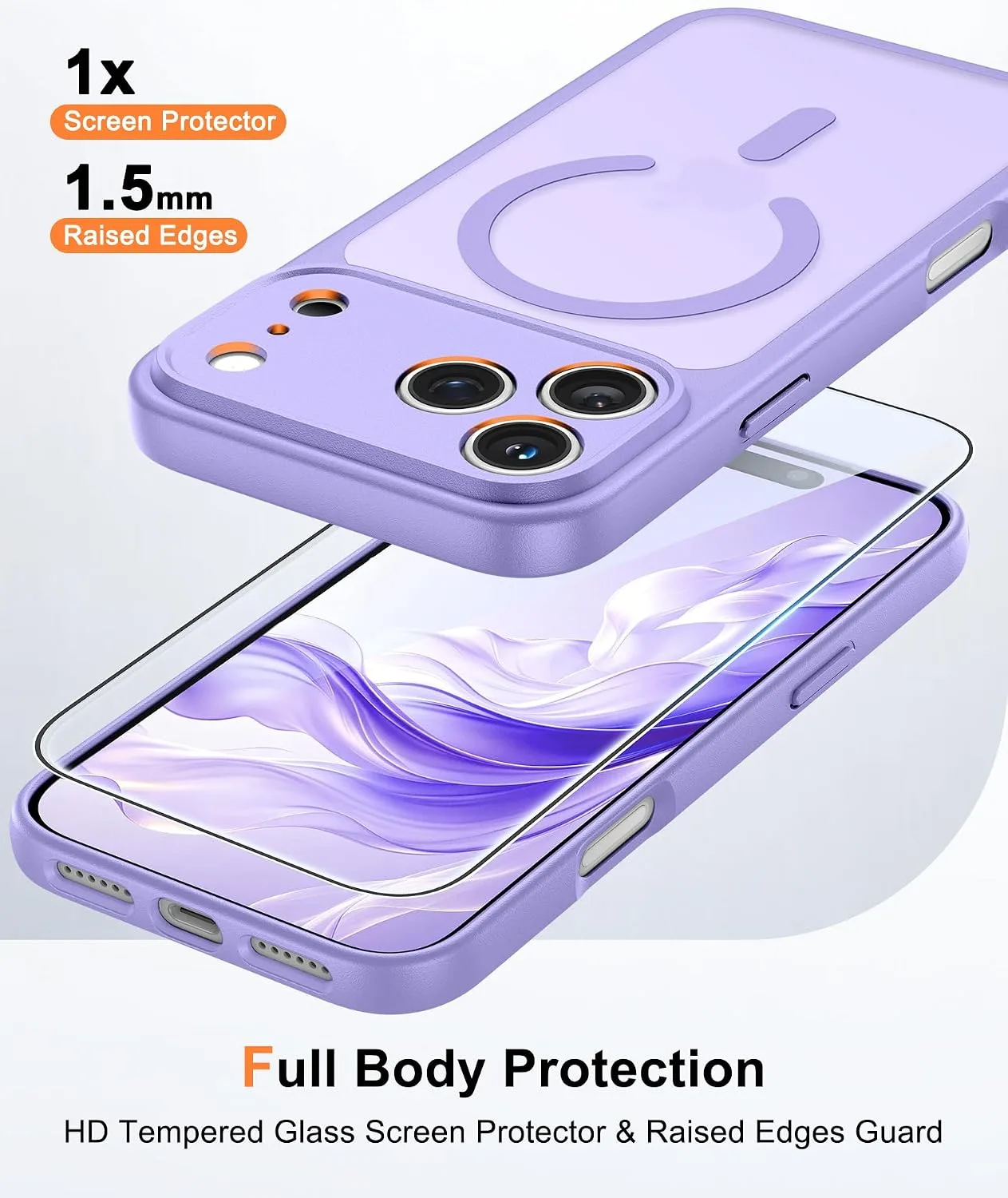 FNTCASE for iPhone 18 Pro Max /17 Pro Max Case Fit for MagSafe Light Purple
