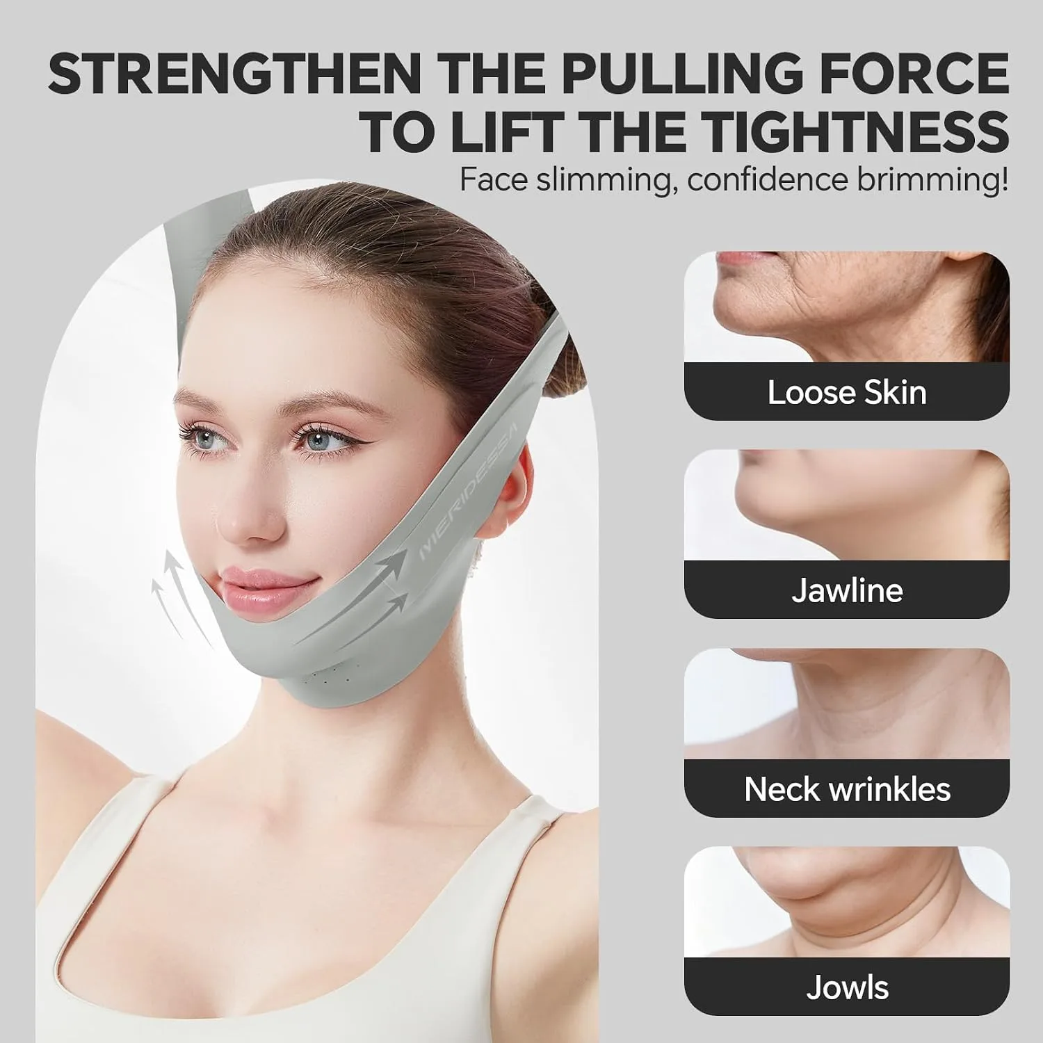 V-Lift Pro V-Line Lifting Face Mask - Anti-Wrinkle & Face Contouring Wearable Band, Double Chin Reducer for Sculpted Jawline, Seamless Design with Breathable Fabric (Beige)