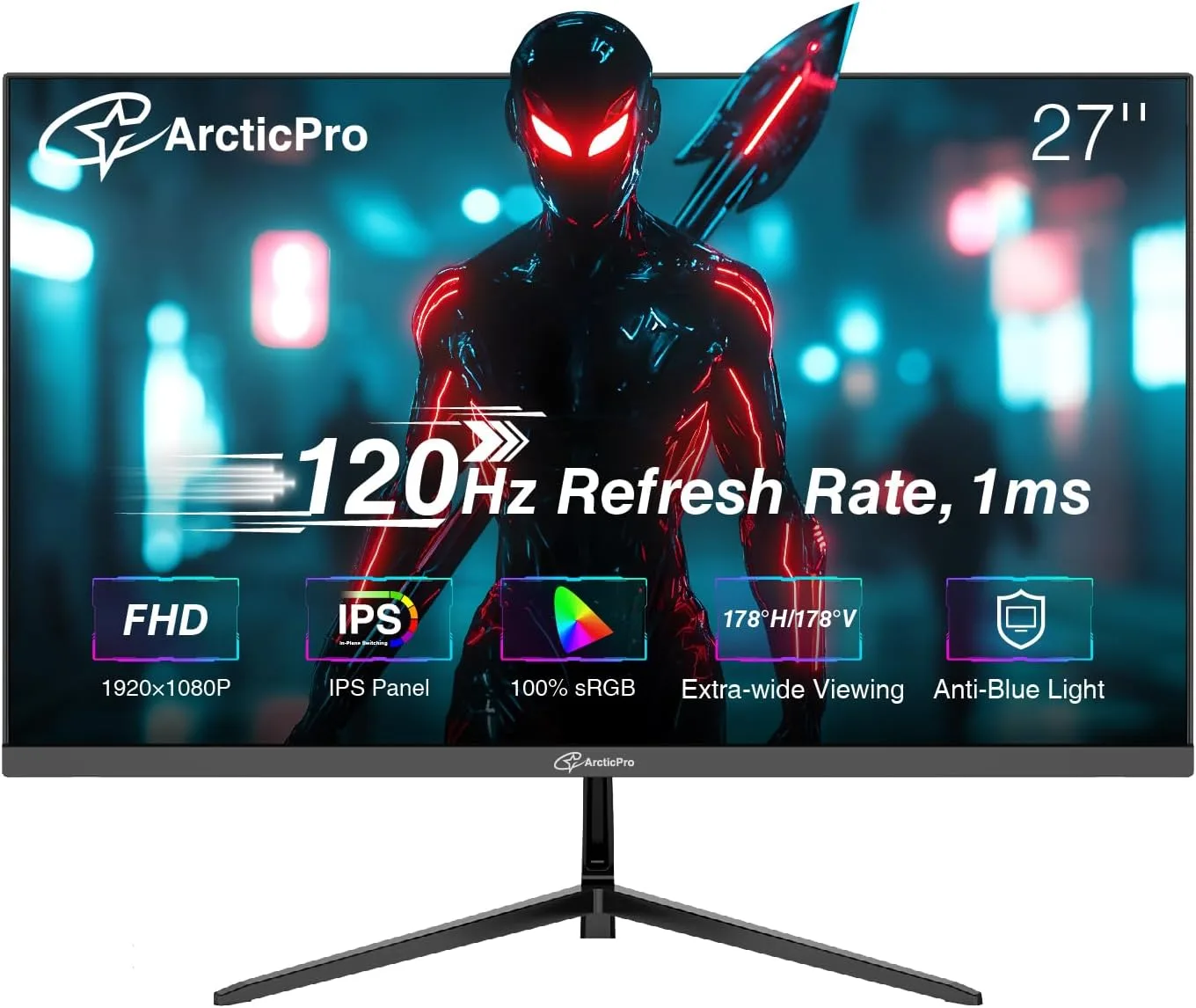 ArcticPro 27 Inch Monitor 120Hz, FHD Computer Monitor, IPS, 1ms, 1080p