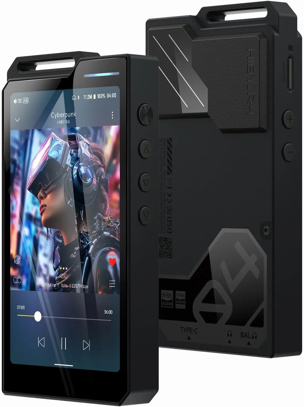 HiBy R4 Android MP3 MP4 Player with Spotify, 4 DAC & Class A Amp, MQA 16X HiFi Lossless Music Player with Bluetooth and WiFi, 3.5mm & 4.4mm Headphone Jack