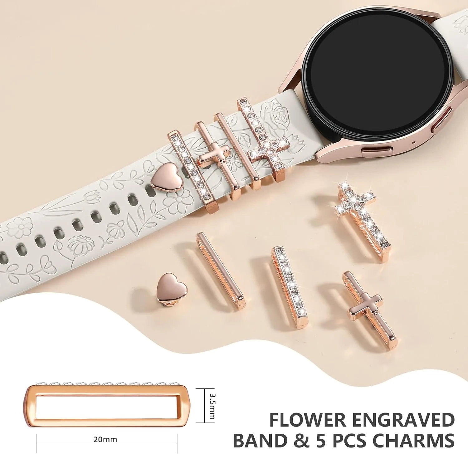 DaQin Flower Engraved Band Compatible with Samsung Galaxy Watch 7 Bands