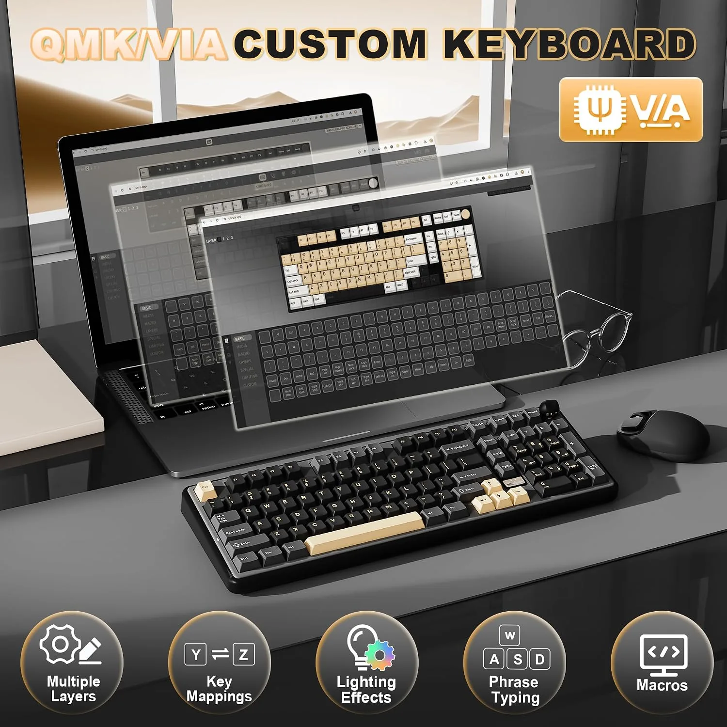 YUNZII B98 PRO 96% Wireless Mechanical Keyboard (Black, Candy Switch)