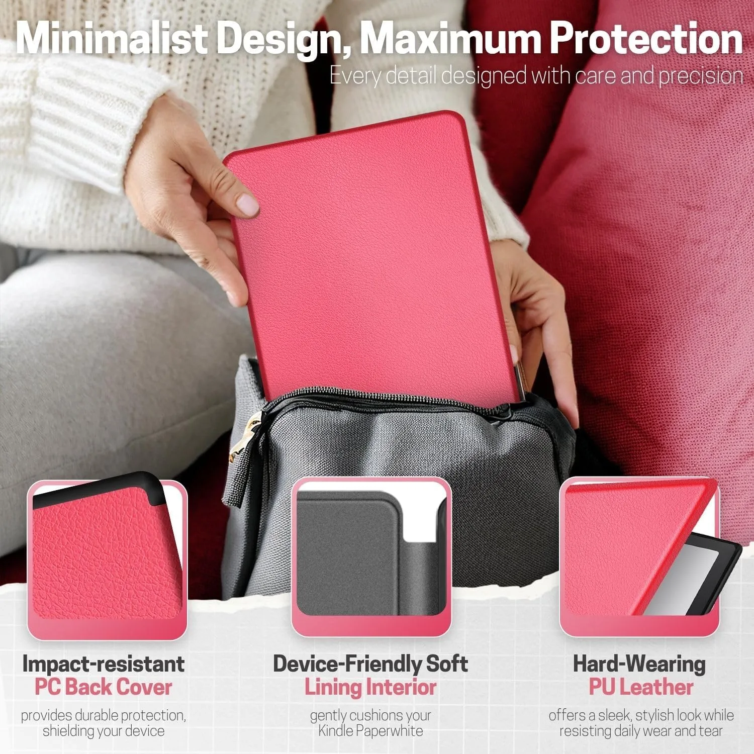 TNP Kindle Paperwhite 12th Gen Case, Colorsoft 7-Inch Cover, Light Pink