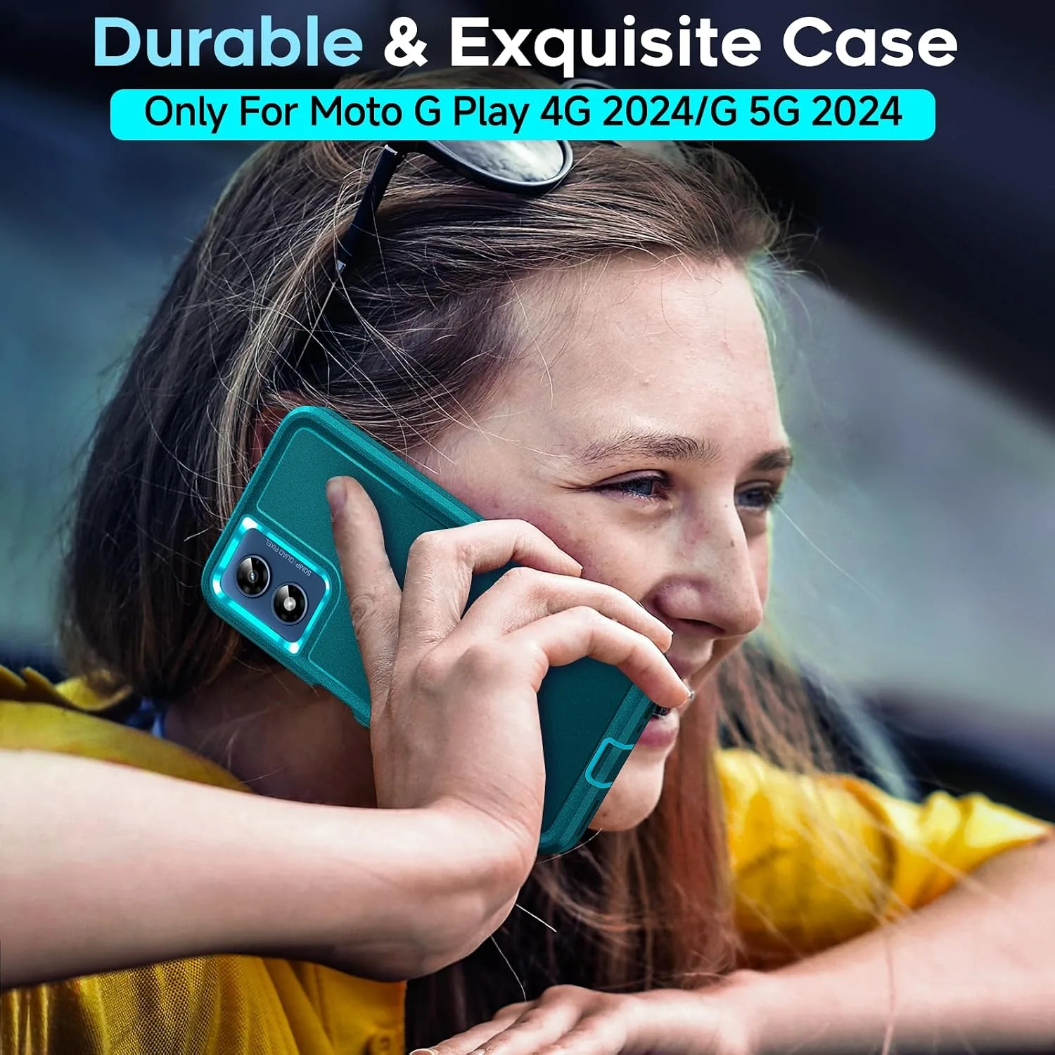 for Moto-G-5G-2024 Case: 𝗡𝗼𝘁 𝗣𝗹𝗮𝘆 𝟮𝟬𝟮𝟰, 3 in 1 Full Body, Teal
