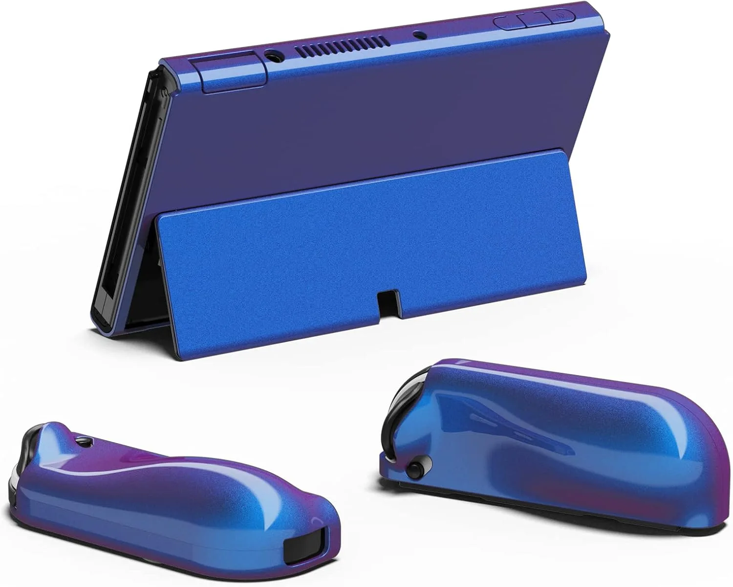 PlayVital AlterGrips Protective Slim Case for Nintendo Switch OLED, Ergonomic Grip Cover for Joycon, Dockable Hard Shell for Switch OLED w/Thumb Grip Caps & Button Caps