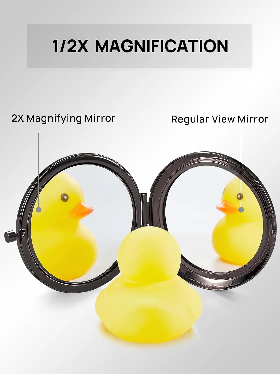 Compact Mirror, 1x/2x Magnification Pocket Mirror, Black