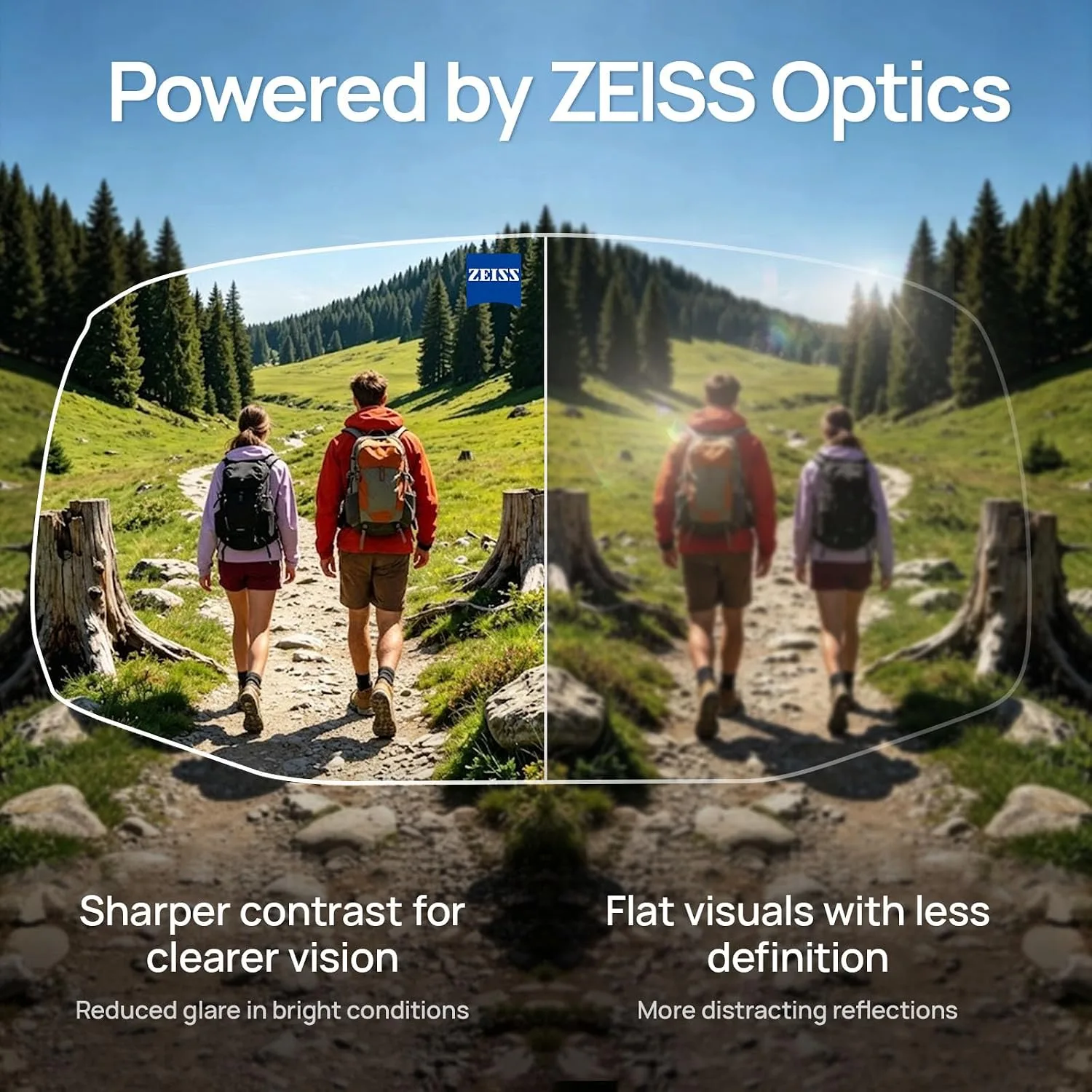 Ranger Smart AI Camera Glasses with ZEISS Lens, 120°FOV Recording, Black