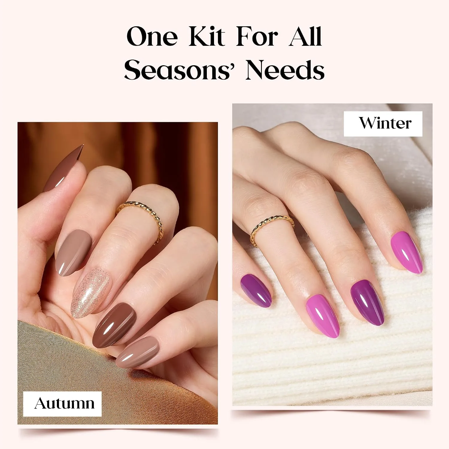 Beetles Press On Nails Kit - Rainbow Gleam, 720 Pcs 24 Colors Short Almond