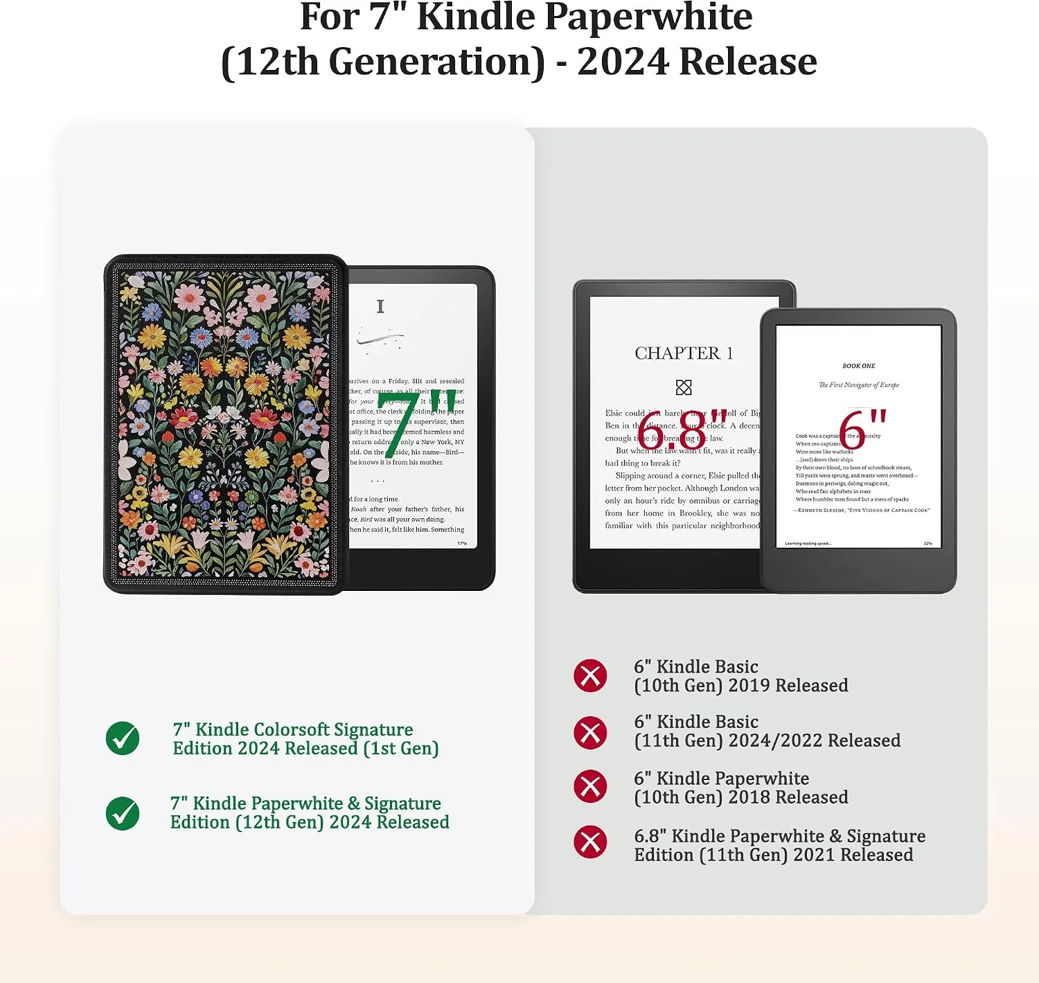 SESENSE Magnetic Case for 7'' Kindle Paperwhite 12th Gen 2024 & Colorsoft