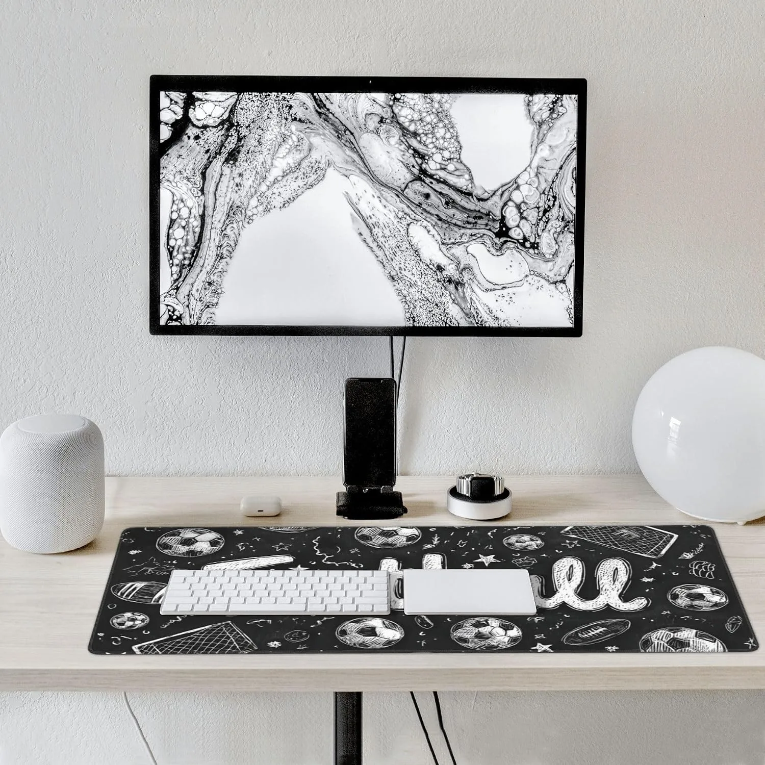 Football Soccer Gaming Mouse Pad, Large Desk Mat, Non-Slip Rubber Base, 35.4" x 15.7", for PC and Laptop