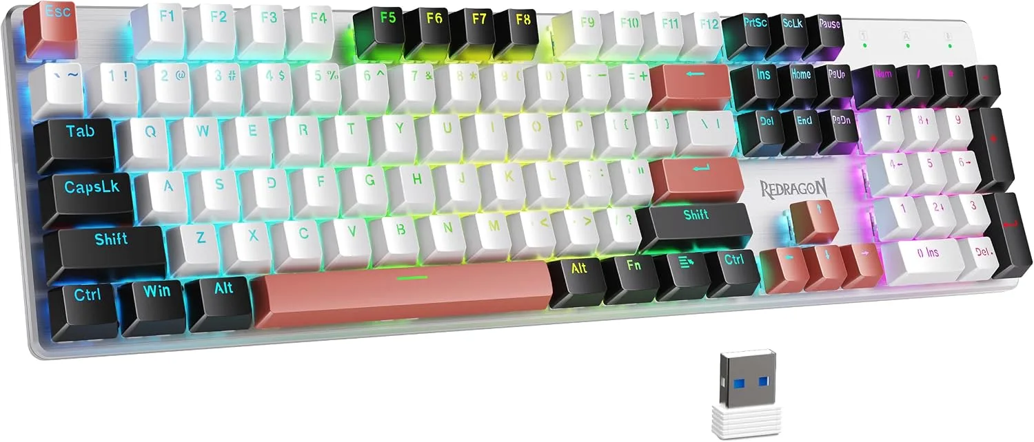 Teclado Gamer Mecánico Inalámbrico Redragon K671WBR-KS RGB Hot Swappable