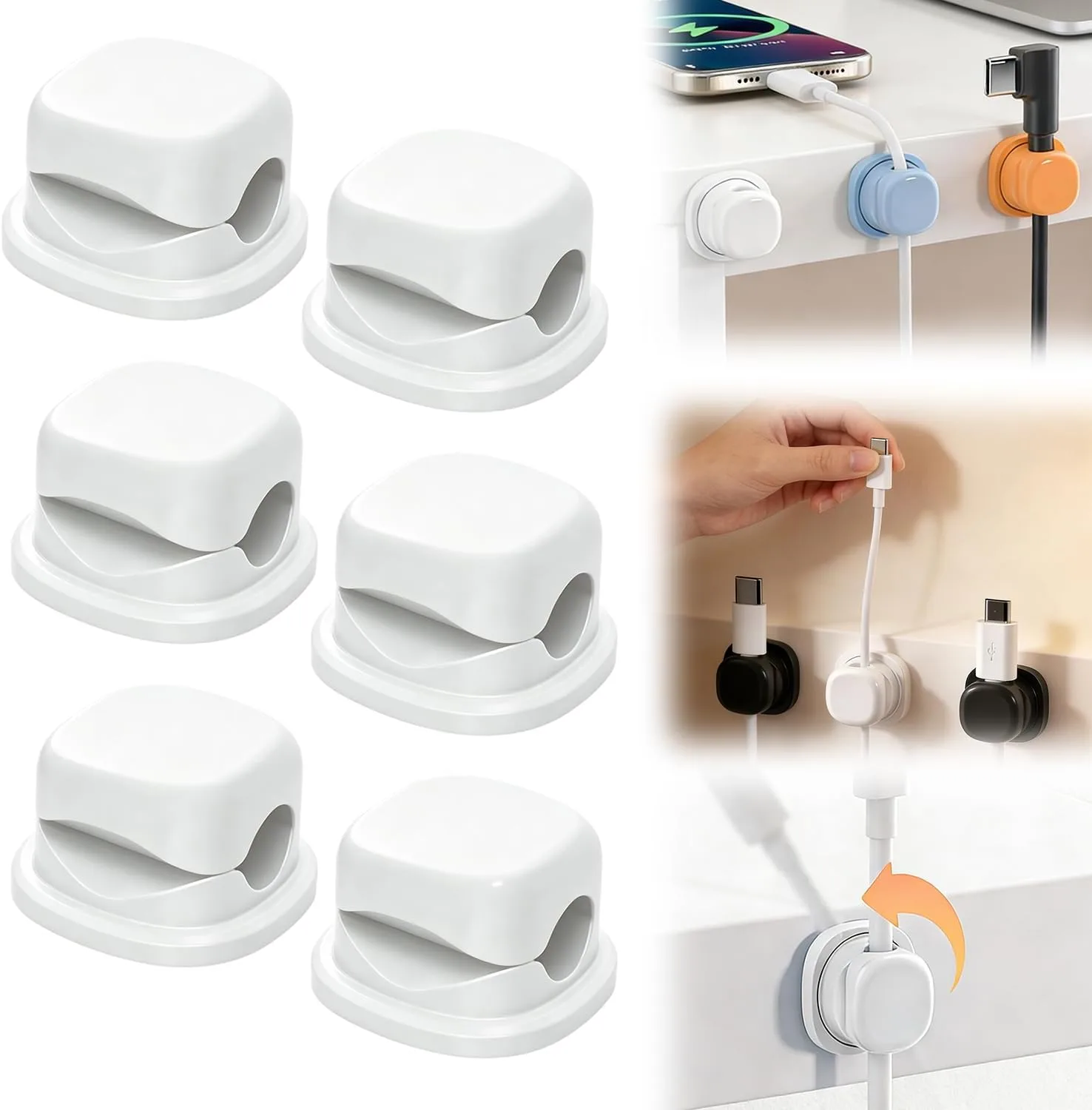 Cord Organizer Holder，Rotatable Desk Cable Managemen，Desk Organizer