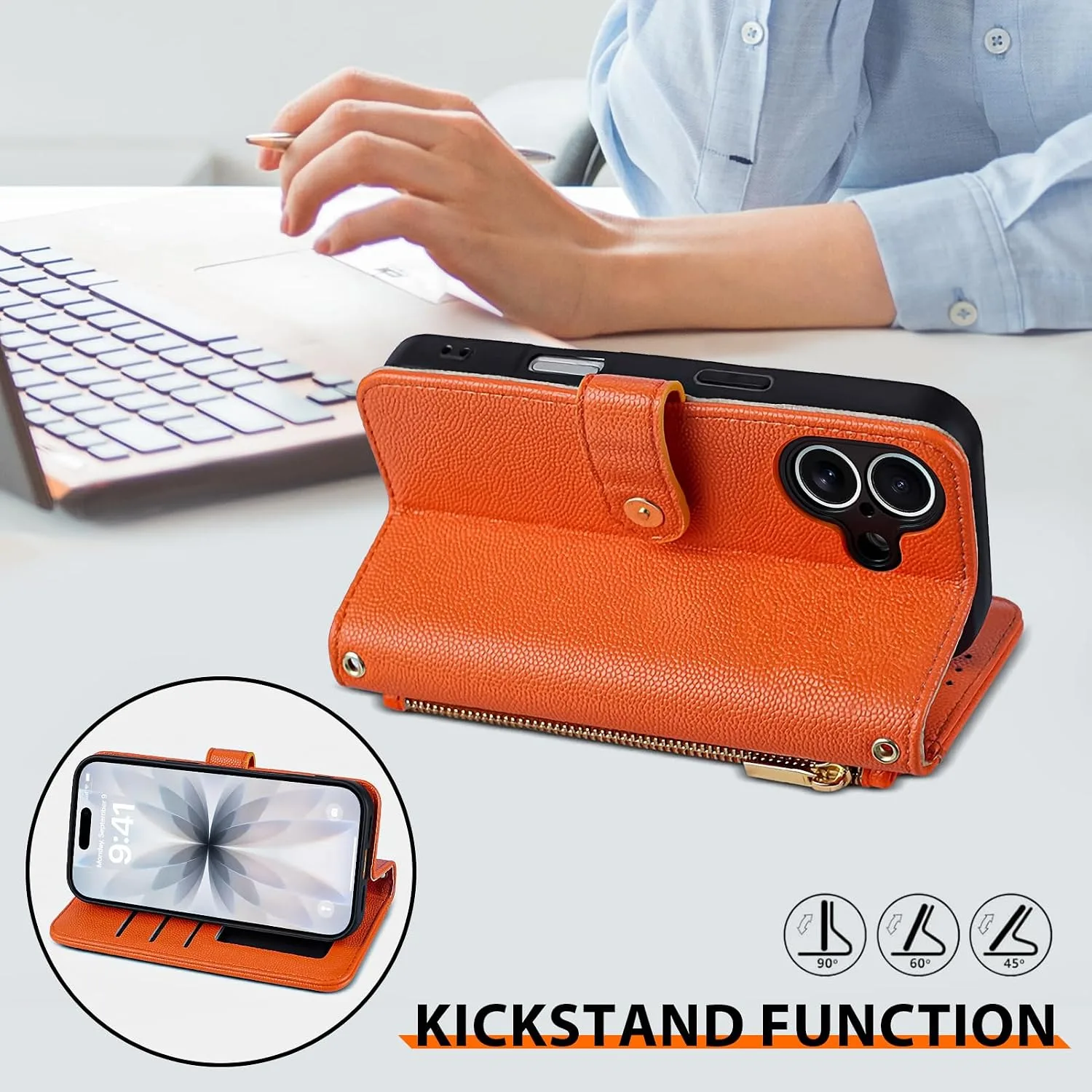 Wallet Phone Case Crafted for iPhone 17 Orange