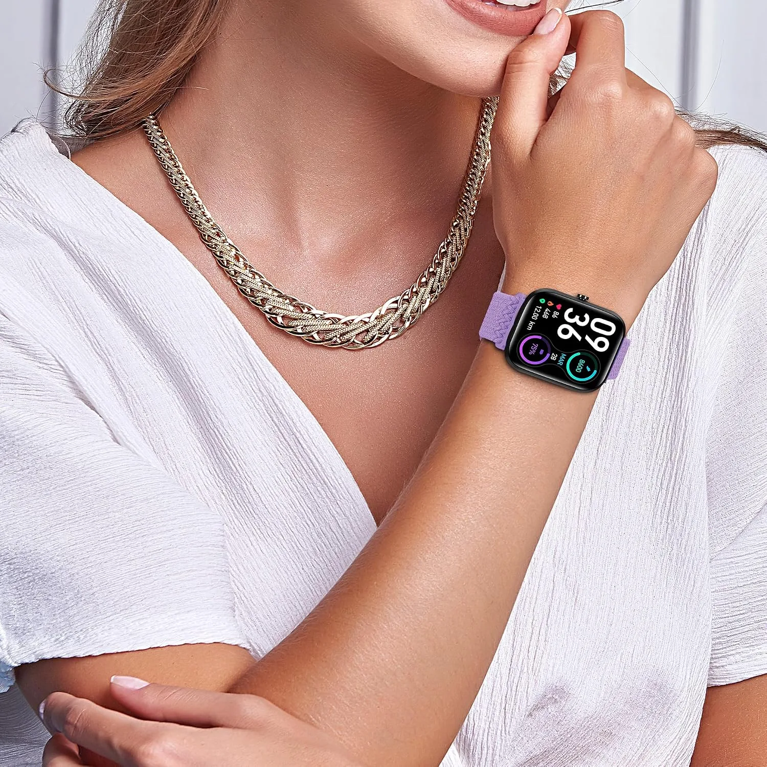 Braided ID208 Plus Elastic Bands Compatible with Fitpolo/Quican/Aeac/Tensky ID208 Plus Smartwatch Bands, 22mm Loop Soft Nylon Straps for Women Men