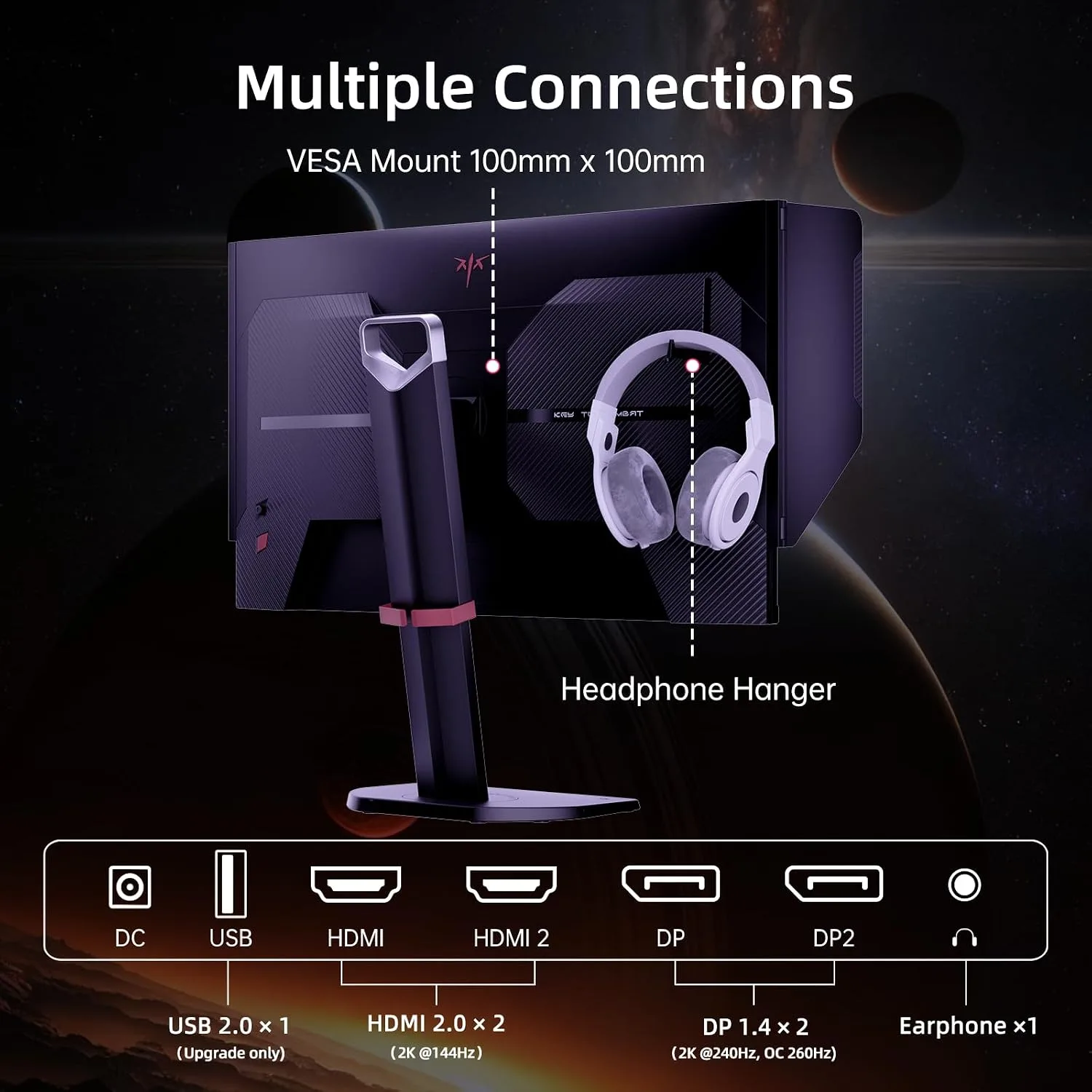 KTC 24M1 240Hz Gaming Monitor (OC 260Hz), QHD 23.8 Inch Monitor with Hood