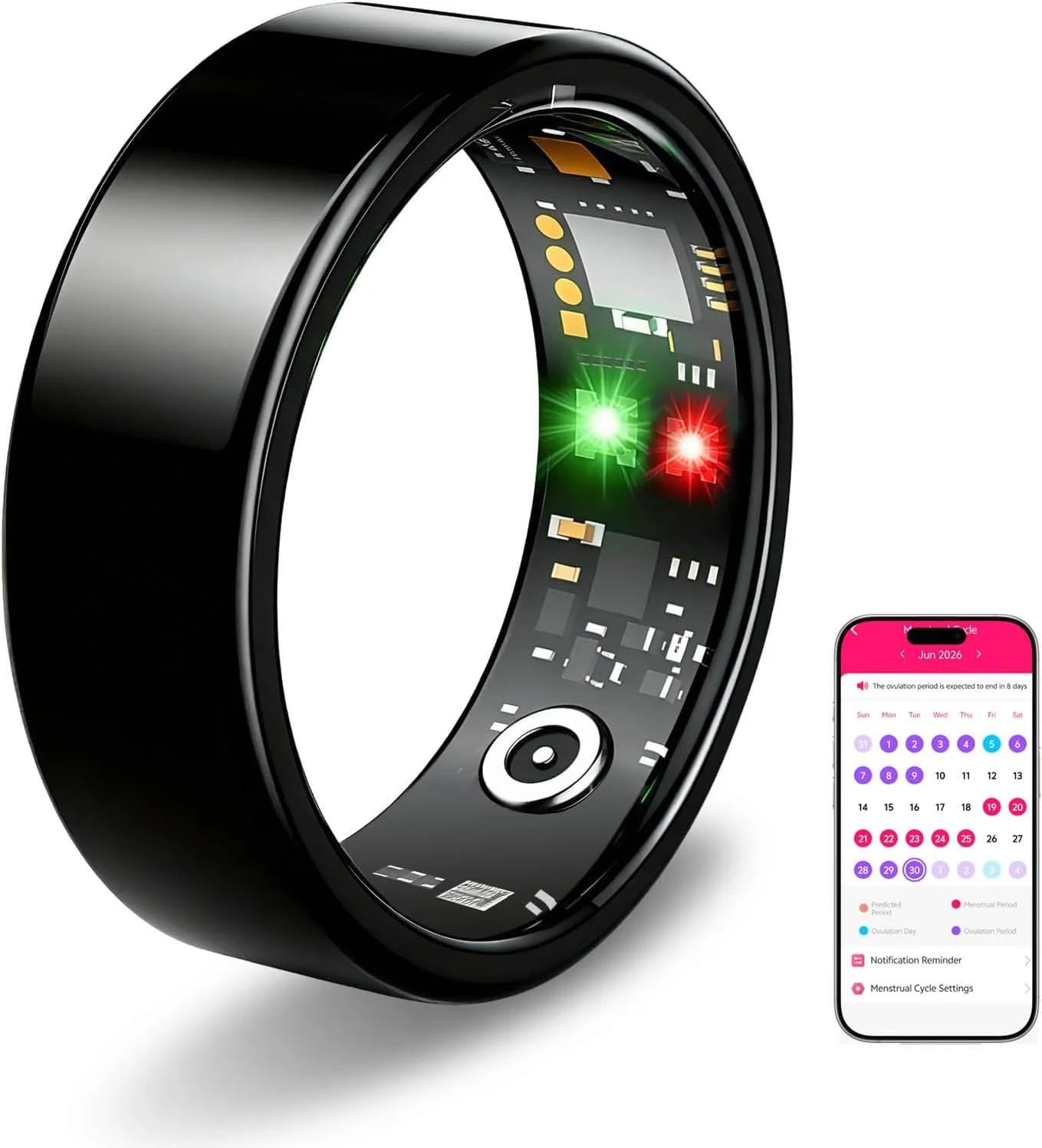 Smart Ring for Women Men, Health Tracking Ring No APP Fee (Black,8)