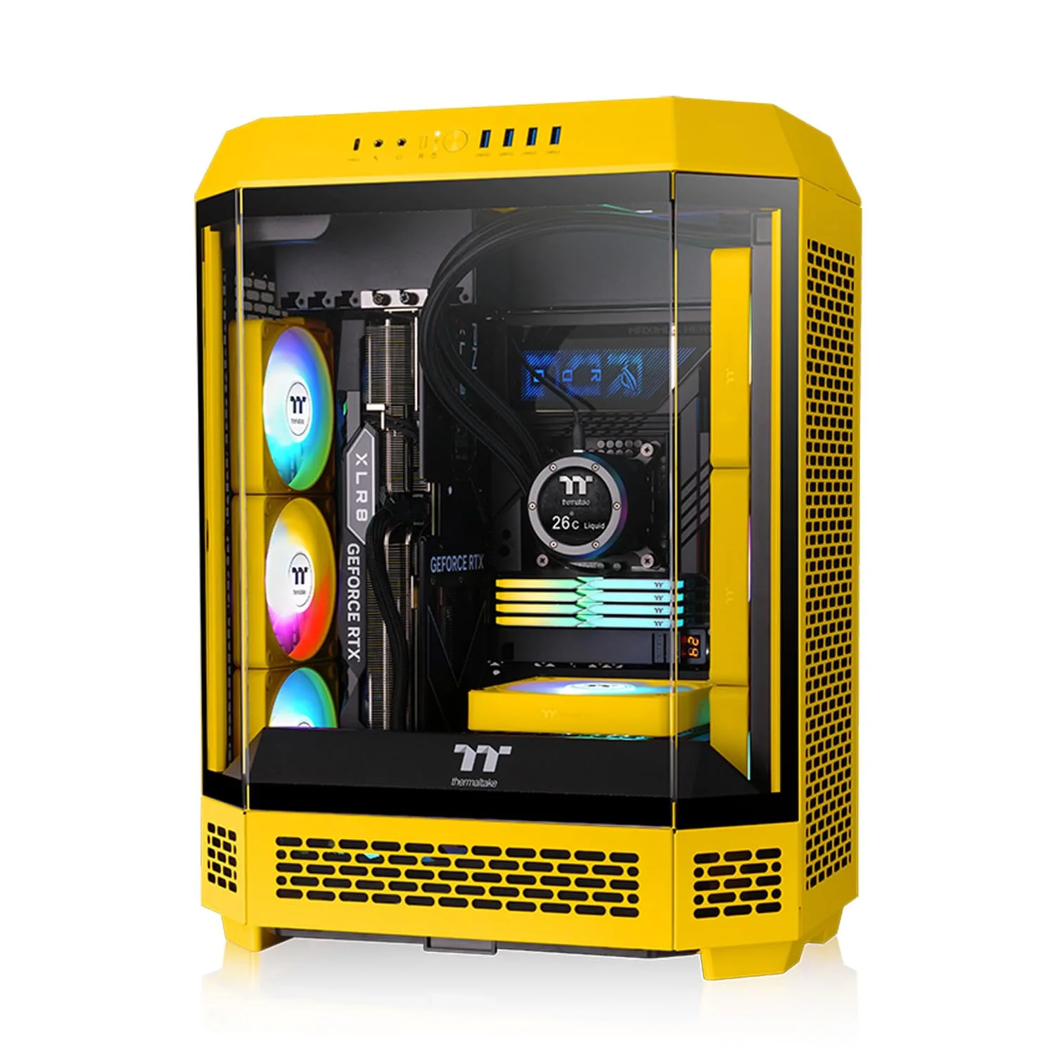 Thermaltake CT120 EX ARGB Sync PC Cooling Fan 3 Pack, PWM 500~2000 RPM, 5V Motherboard Sync, 16.8 Million Colors 9 LEDs, MagForce 2.0 Connectors, Hydraulic Bearing, Bumblebee, CL-F215-PL12BB-A