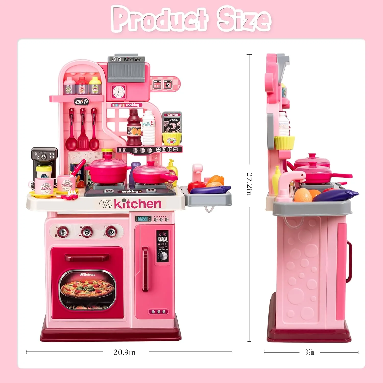 Kids Kitchen Playset,Cooking Stove,Play Sink,Oven,Lights & Sounds,Ages 3+