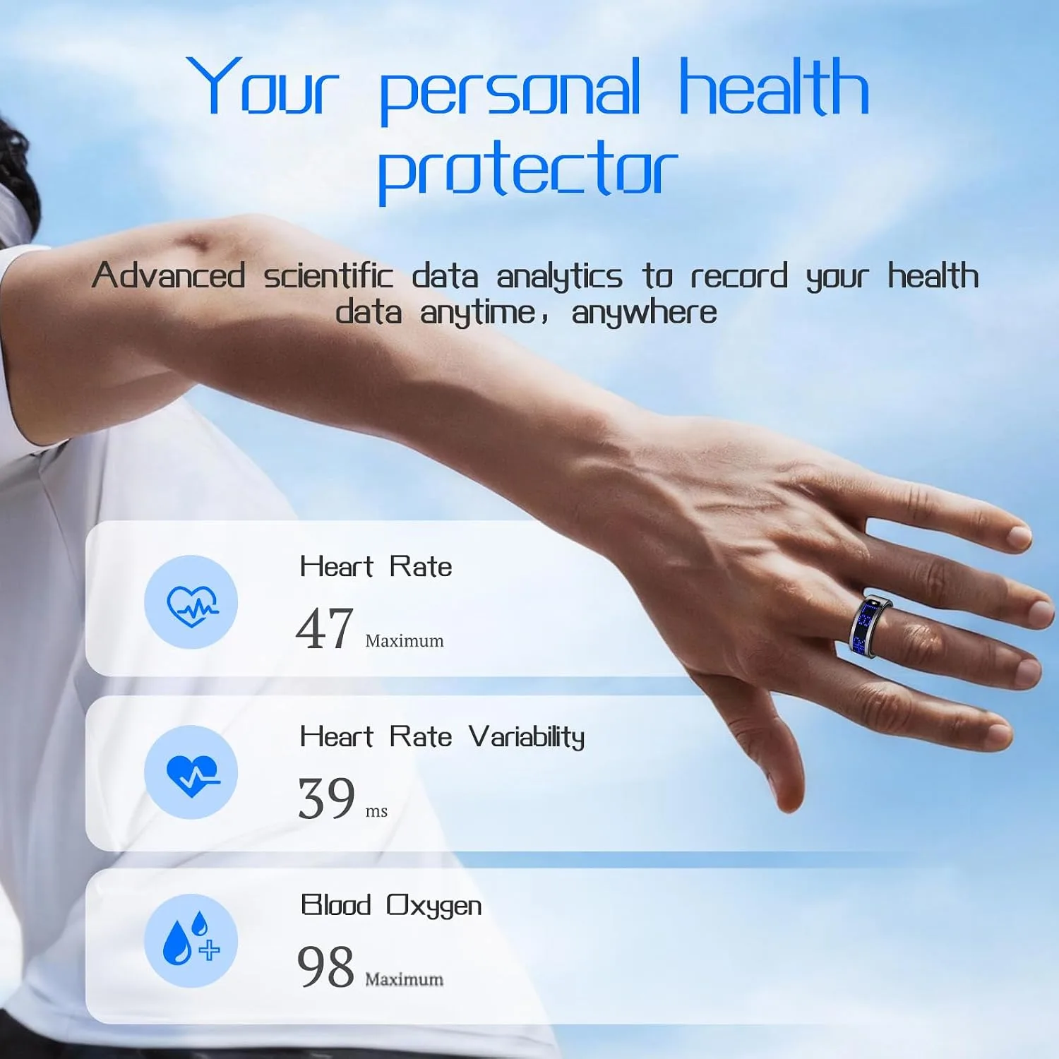 Smart Ring Fitness & Health Tracker with Display Screen for Men Women