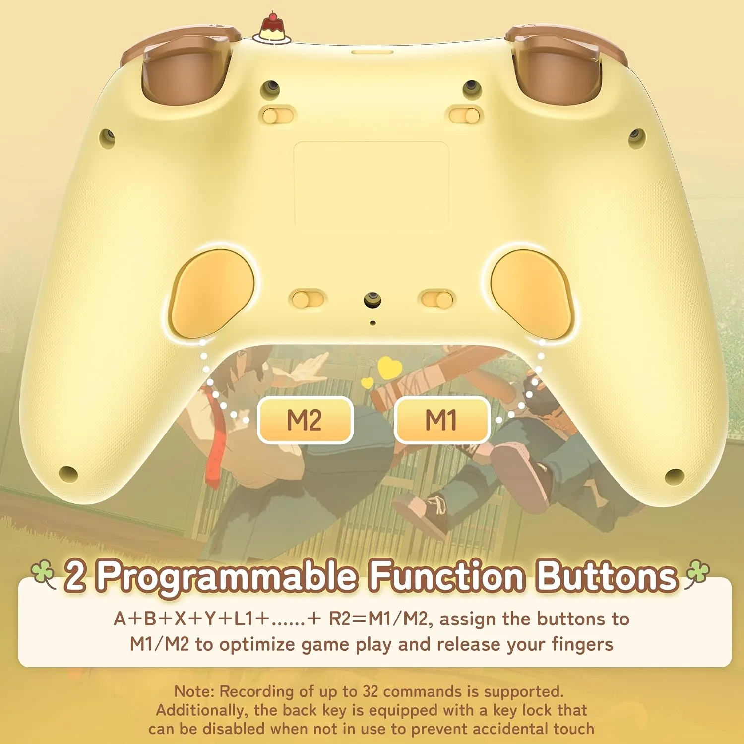 Kuitmor Pompompurin Switch Pro Controller, Cute Hall Effect Wireless Gamepad No Drift for Switch 2/Switch/OLED/Lite, PC/Steam, Android, iOS, Bluetooth + Wired, Turbo, Back Buttons, 6-Aixs Gyro, Wake-up, RGB (Yellow, Without 2.4g Receiver)