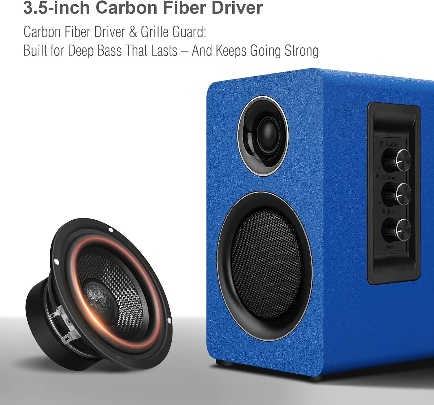 Computer Speakers, Bluetooth 5.3, USB-C, AUX/RCA, 3.5-Inch Woofer, Blue