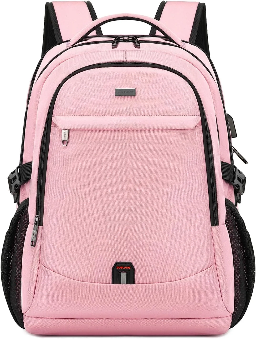 Mochila para laptop Duslang 17 pulgadas con puerto USB para carga color rosa