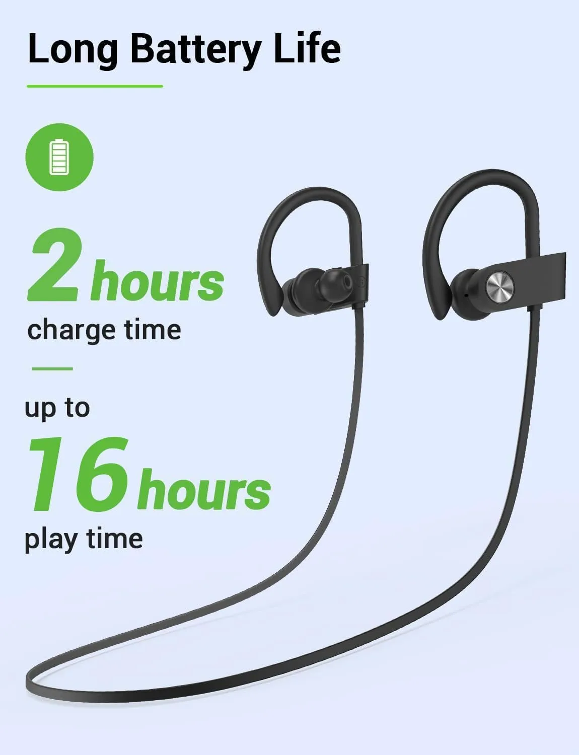Bluetooth 5.3 Headphones, Wireless Sports In-Ear Earbuds IPX7 Waterproof