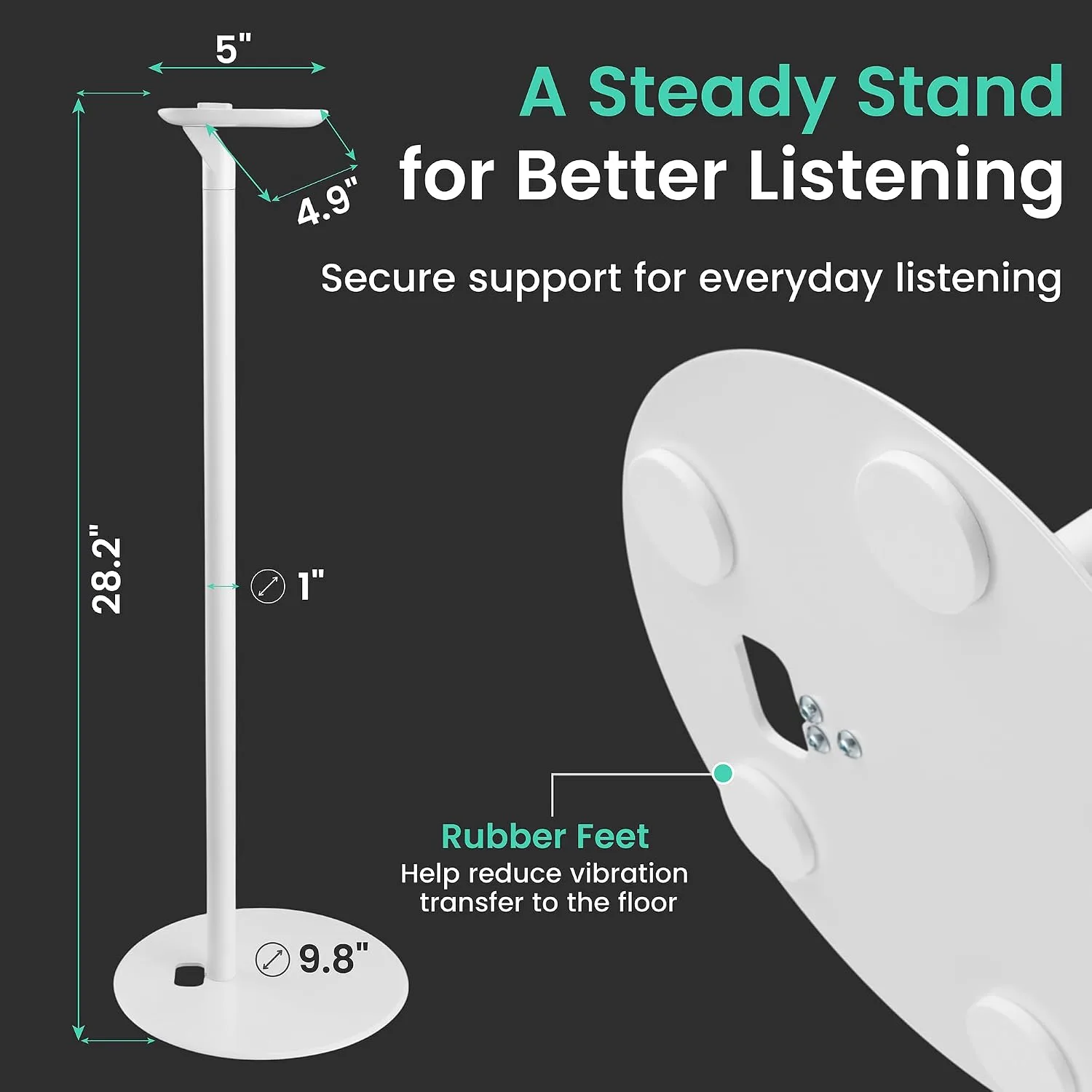 ynVISION.DESIGN Speaker Stands for Sonos One/One SL & Play:1, White, 2 Pack