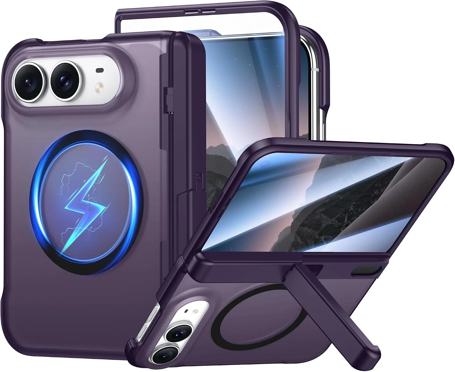 SPIDERCASE Magnetic for iPhone Duo Case, with Stand, Purple