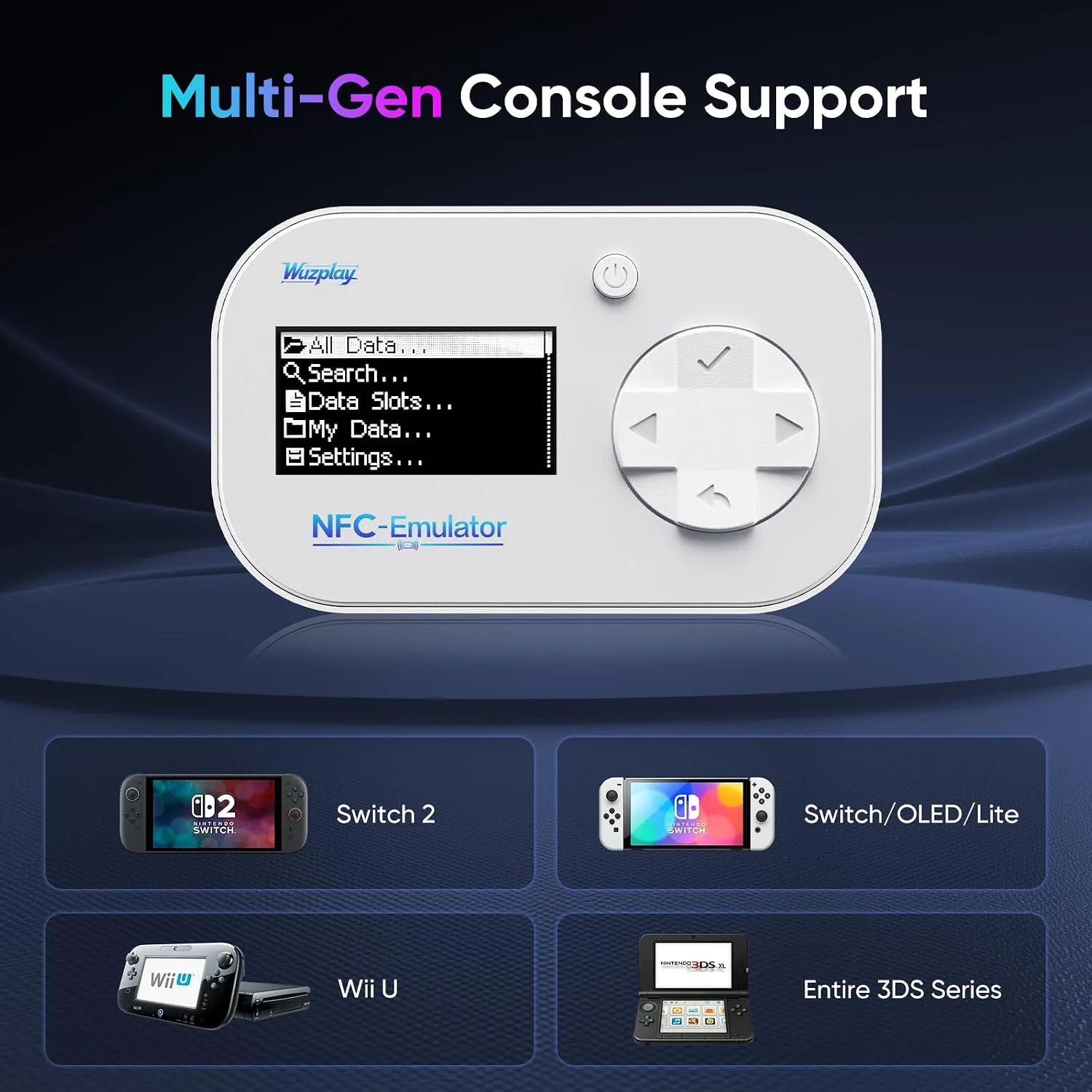 NFC Emulator for Switch 1 & 2, Game Tag Manager with OLED Screen.