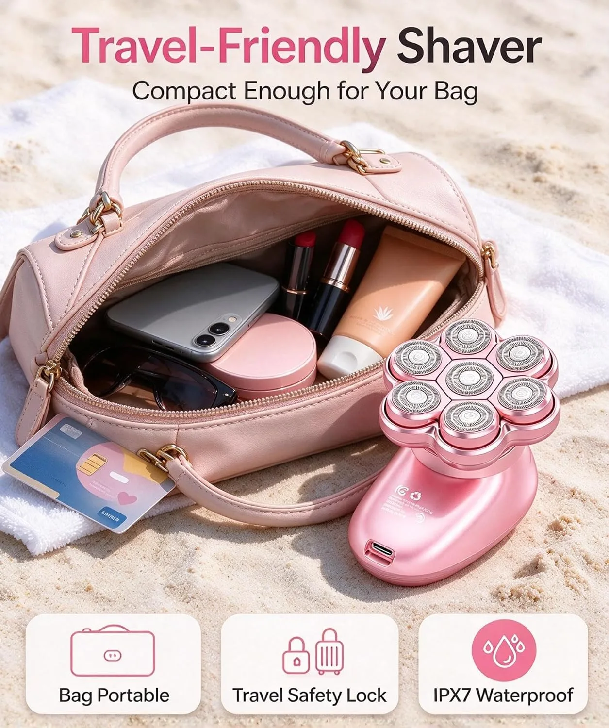5-in-1 Electric Razors for Women, 7D Women's Full Body Shaver for Legs, IPX7 Waterproof Wet Dry Shaver with LED Display, Portable Hair Removal Shavers for Womens Face,Bikini, Lip, Arms
