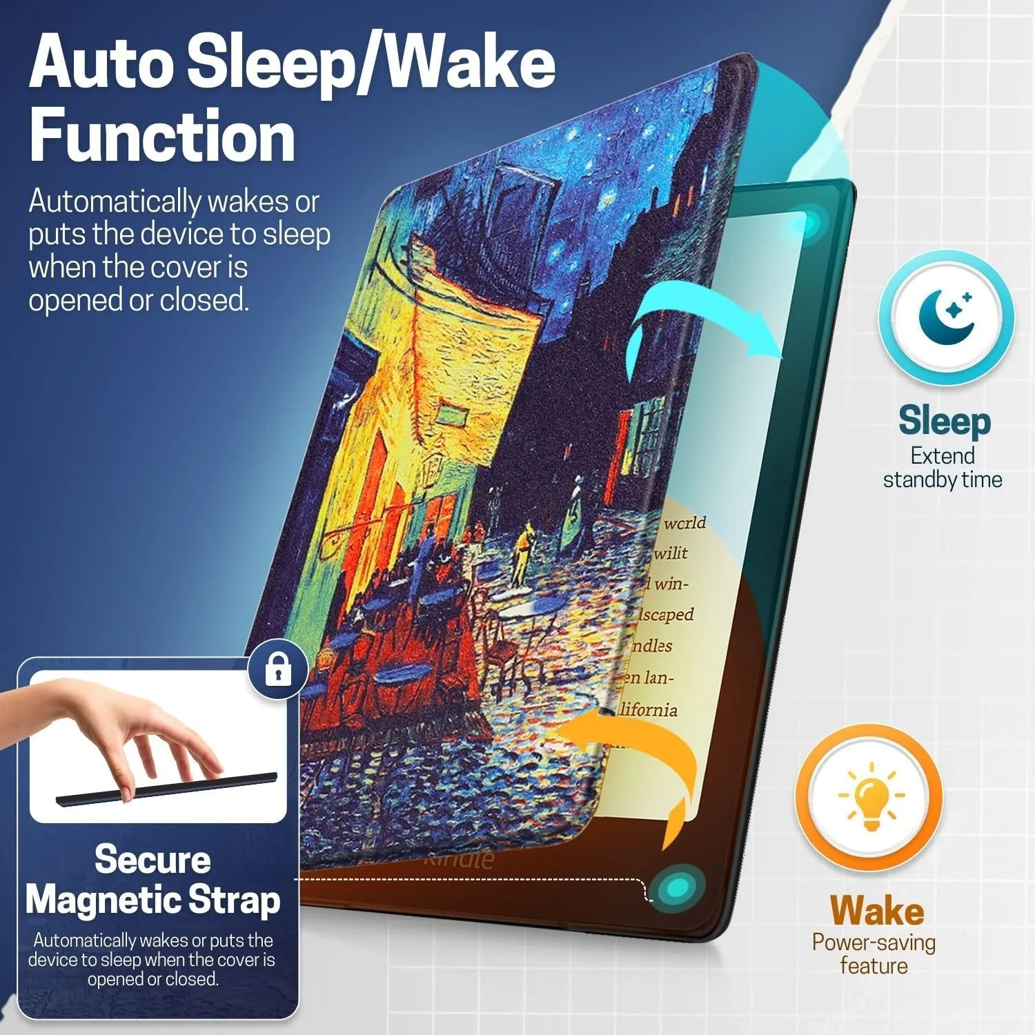 TNP Kindle Paperwhite 12th Gen Case, Colorsoft 7-Inch Cover, Cafe at Night