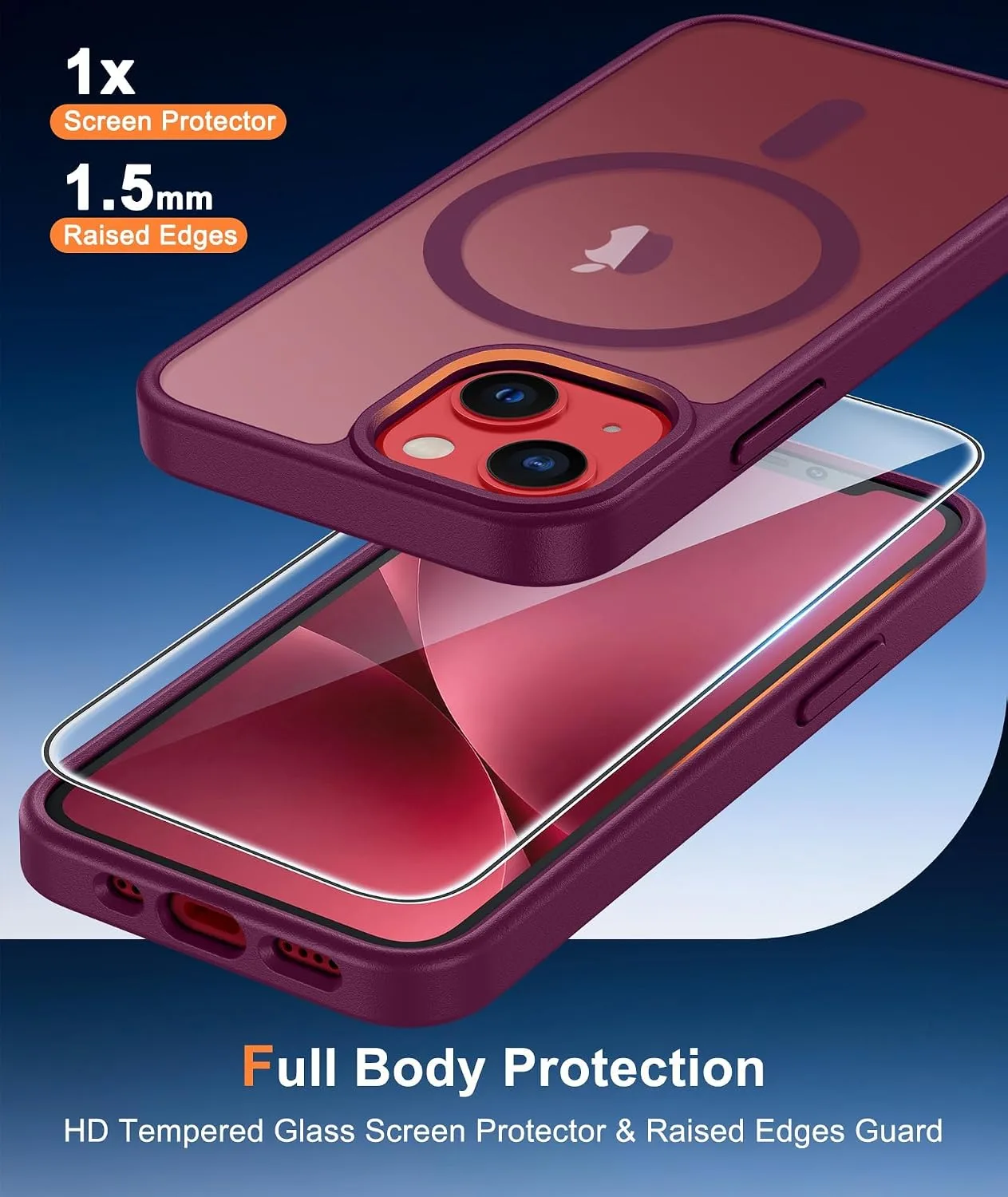 FNTCASE for iPhone 13 Mini/iPhone 12 Mini Case Fit for MagSafe Wine Red