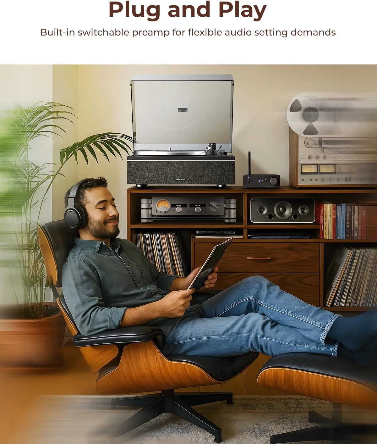 Qlearsoul ONE-S Vinyl Record Player with Bluetooth Input/Output