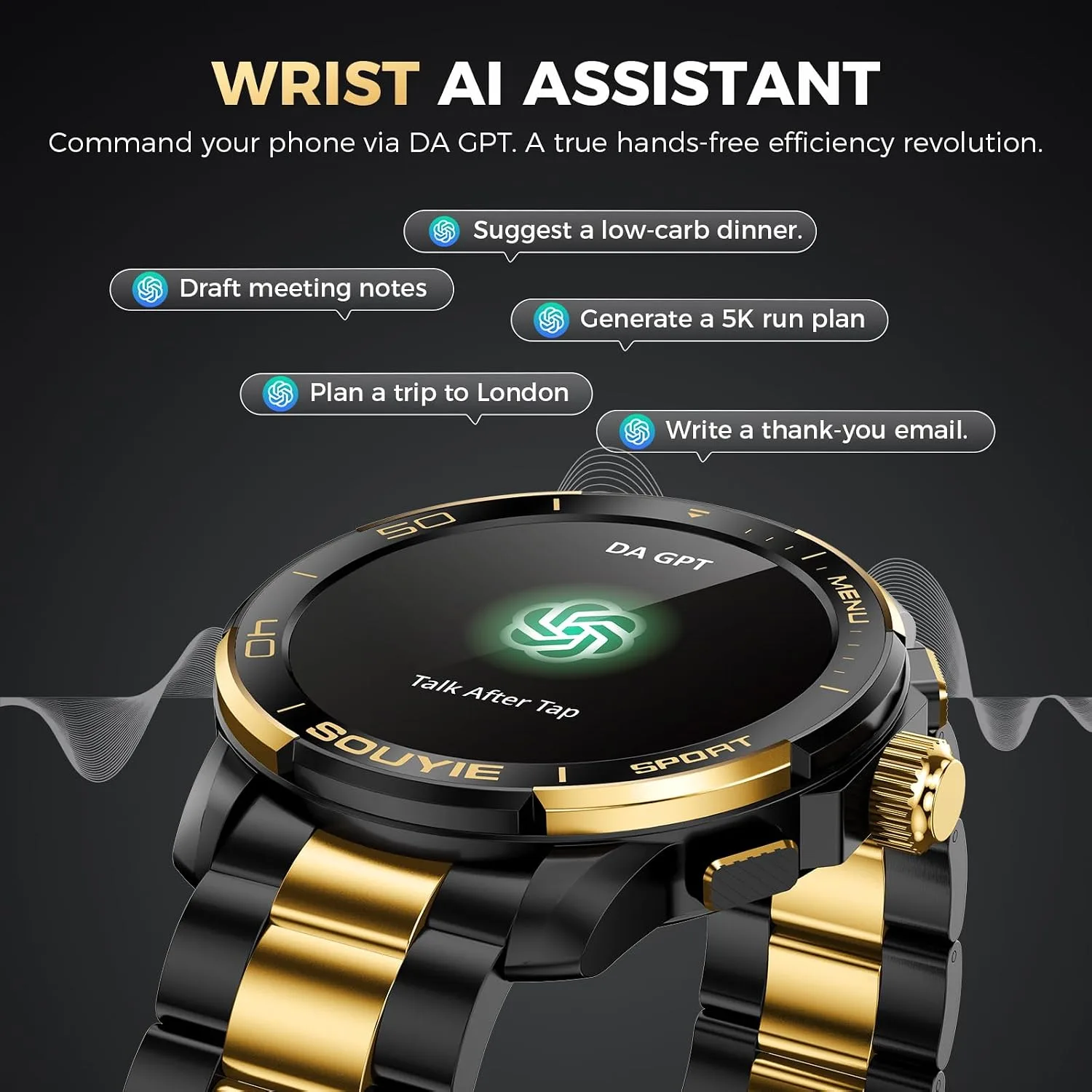 SOUYIE SW-7 Lux Smart Watch for Men, 1.43" AMOLED, AI Voice, Bluetooth Call