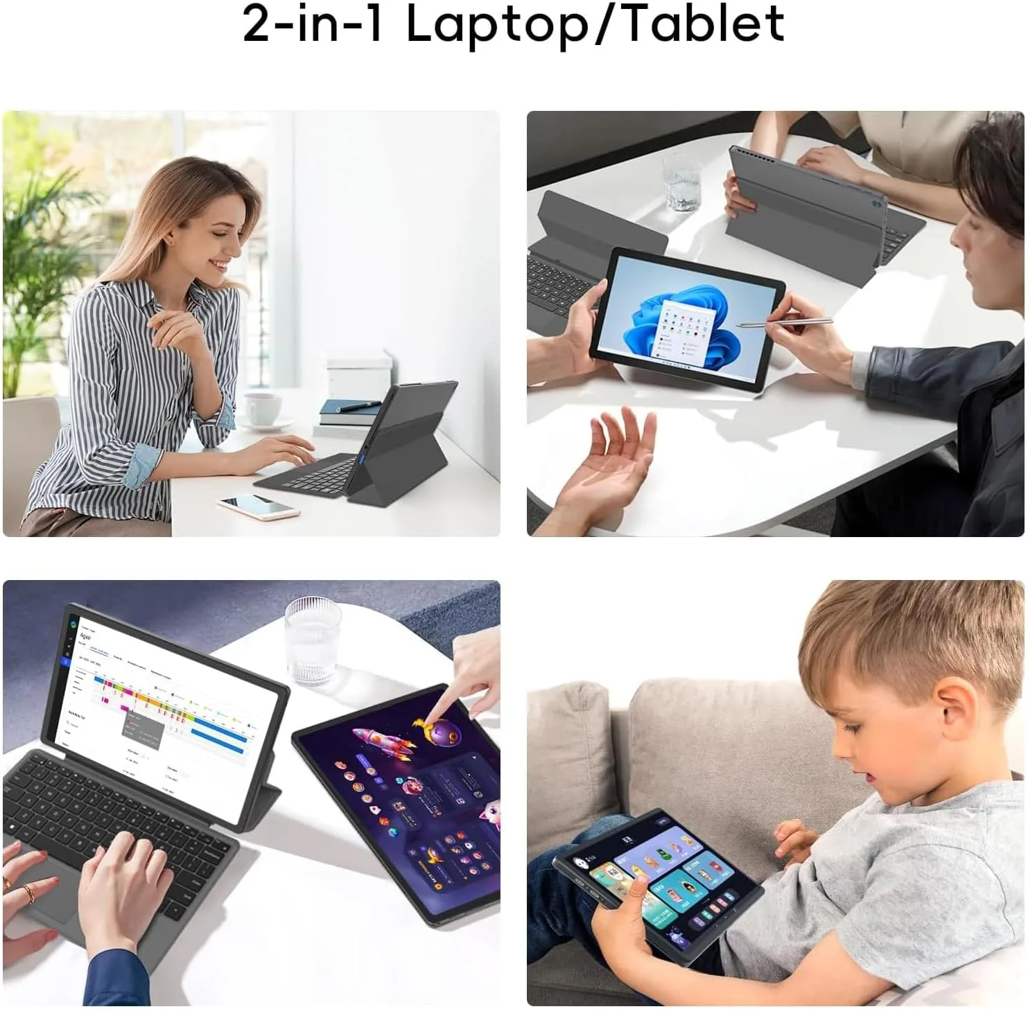 2-in-1 Laptop/Tablet, 10.1" FHD IPS Touchscreen, 8GB RAM 256GB SSD