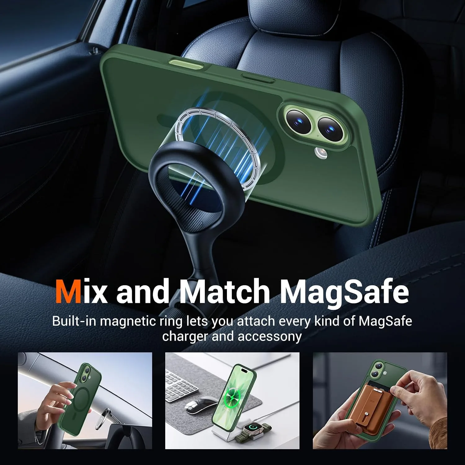 Temdan for iPhone 17 Case with Screen Protector Alpine Green