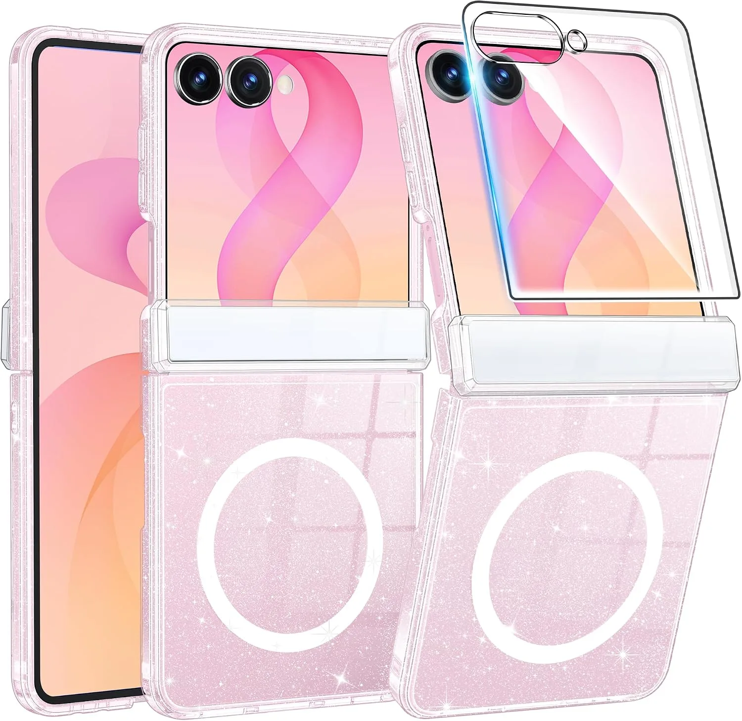 FNTCASE for Samsung-Galaxy Z Flip 8 Glitter Case with Hinge Protection