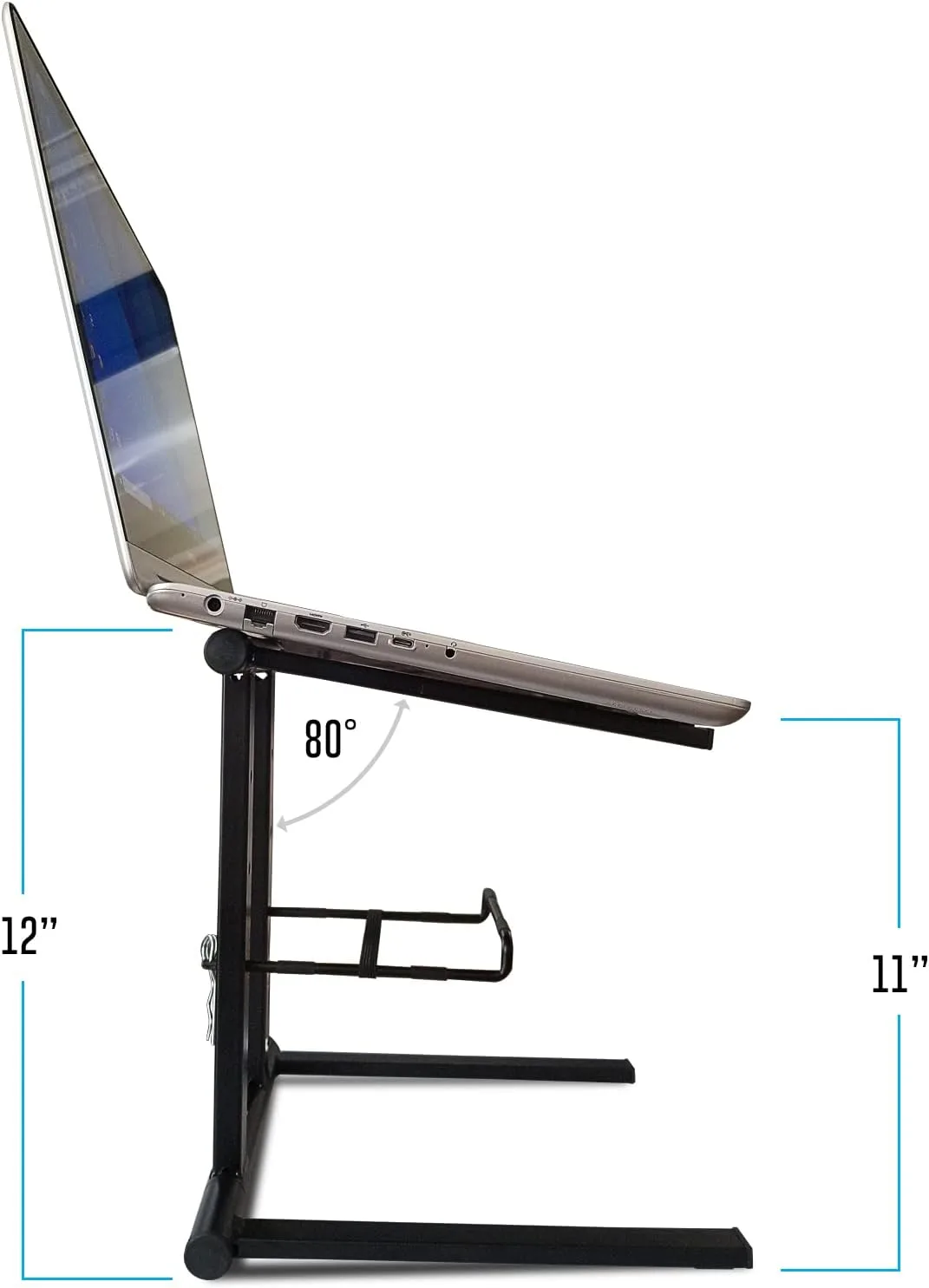 AXA AXCESSABLES DJ Laptop Stand with Travel Bag | Portable Foldable Aluminum Laptop Stand for Laptops up to 15 inches and 20lbs | No Assembly Required, Includes Carrying Bag