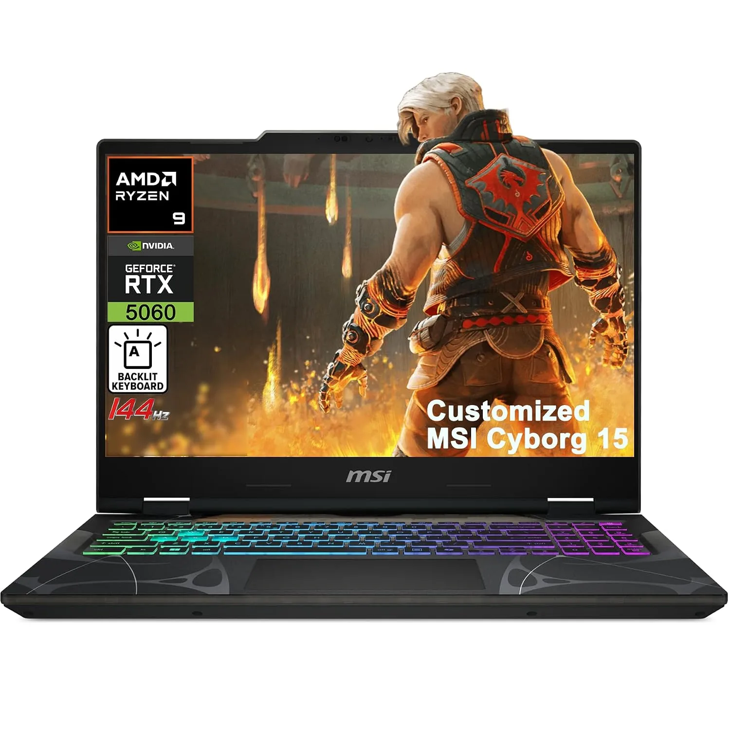 iCarp MSI Cyborg 15 Gaming AI Laptop 15.6" FHD 144Hz AMD 8-core Ryzen 9 270 (>i9-12950HX) 16G/32G/64GB RAM 512GB/1TB/2TB SSD RTX 5060 572 AI Tops RGB K/B Customized Computer Win11