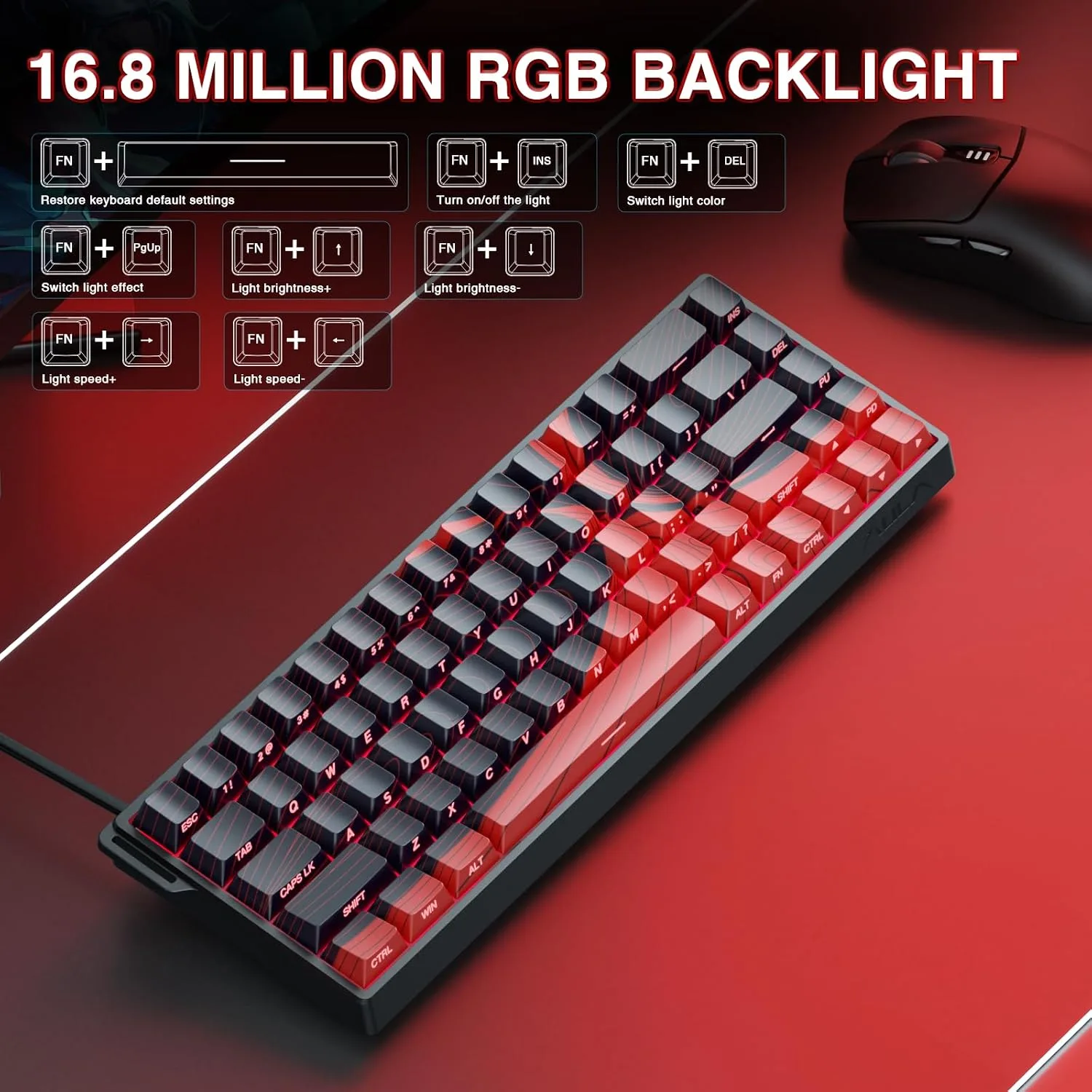 AULA WIN68 HE MAX - Hall Effect Gaming Keyboard with Magnetic Switch, Adjustable Actuation Fast Trigger Mode, 8KHz Polling Rate, RGB Backlit Wired Mechanical Gaming Keyboard 60 Percent Compact Design