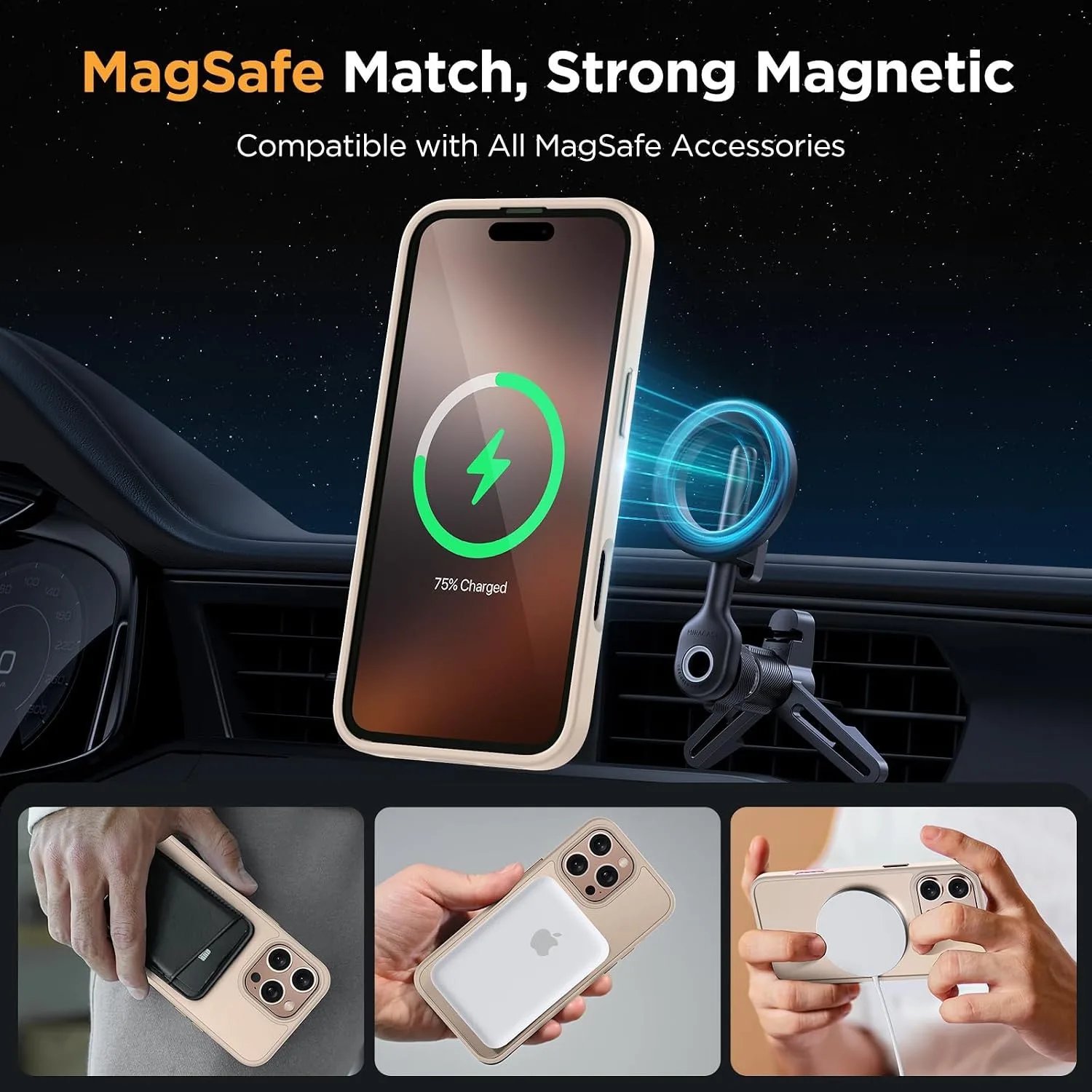 Miracase for iPhone 16 Pro Matte Series Case, Magnetic, Desert Gold