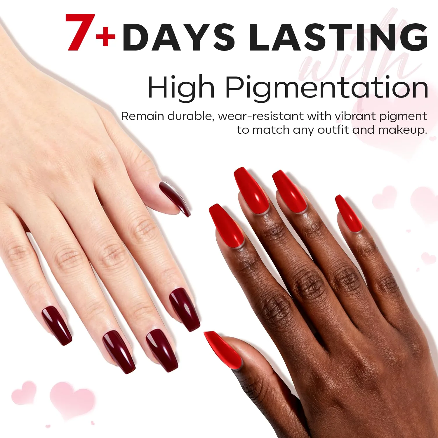 modelones Red Nail Polish, 6 Colors Dark Ruby Cherry Red Glitter Set